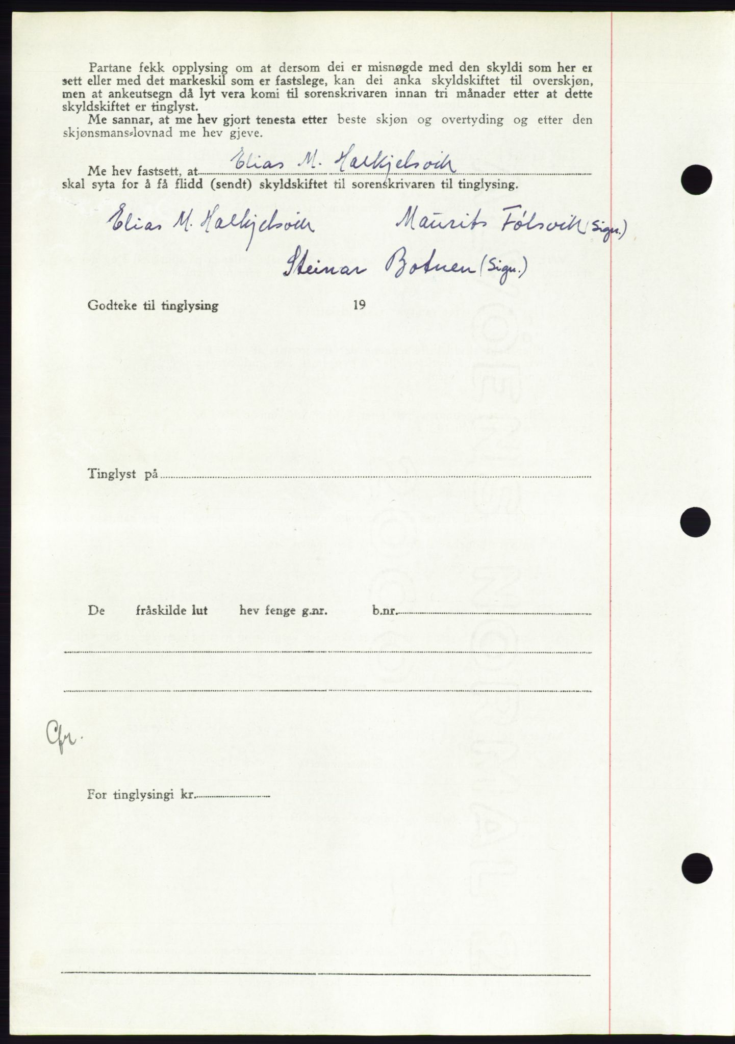 Søre Sunnmøre sorenskriveri, AV/SAT-A-4122/1/2/2C/L0083: Pantebok nr. 9A, 1948-1949, Dagboknr: 20/1949