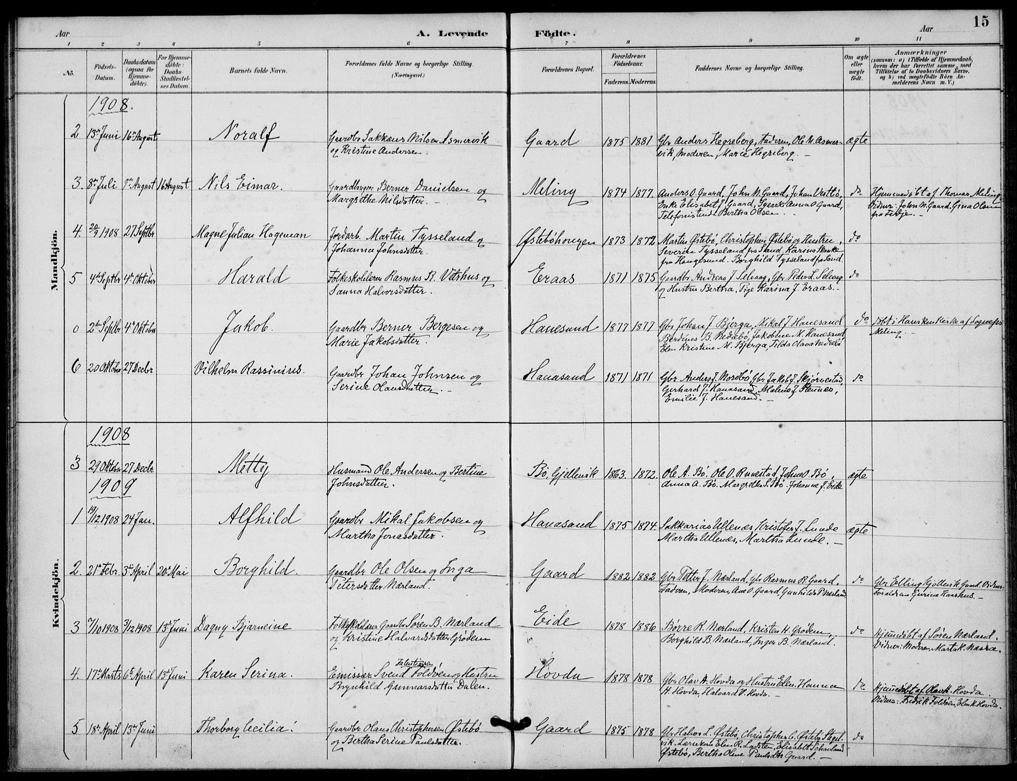 Finnøy sokneprestkontor, AV/SAST-A-101825/H/Ha/Haa/L0012: Ministerialbok nr. A 12, 1889-1917, s. 15