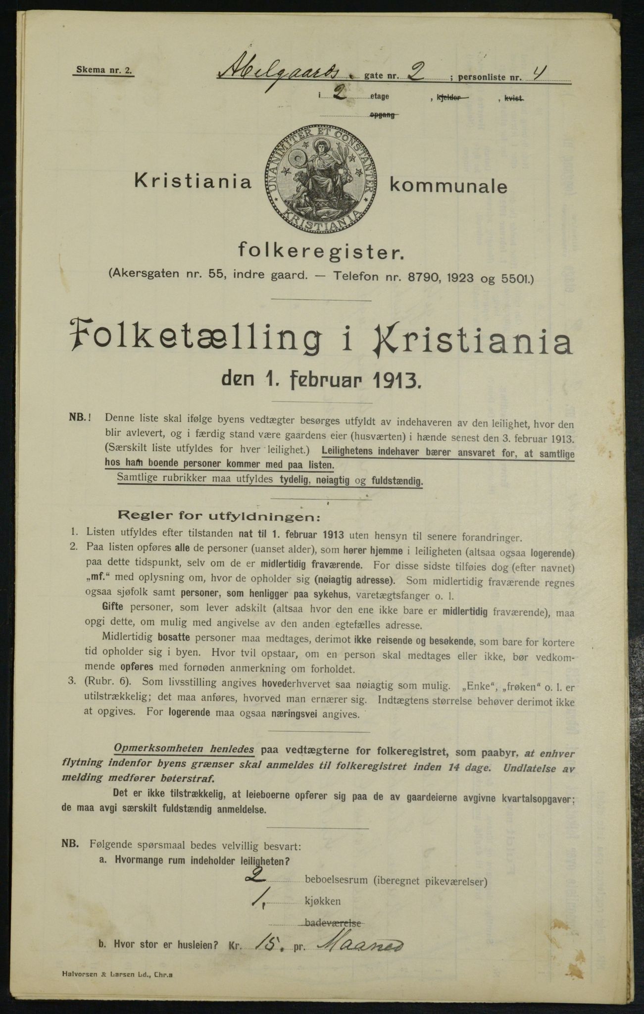 OBA, Kommunal folketelling 1.2.1913 for Kristiania, 1913, s. 9