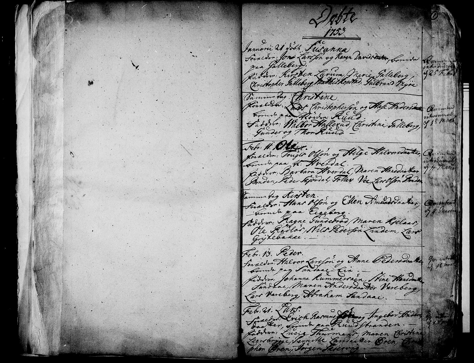 Sande Kirkebøker, AV/SAKO-A-53/F/Fa/L0001: Ministerialbok nr. 1, 1753-1803, s. 1