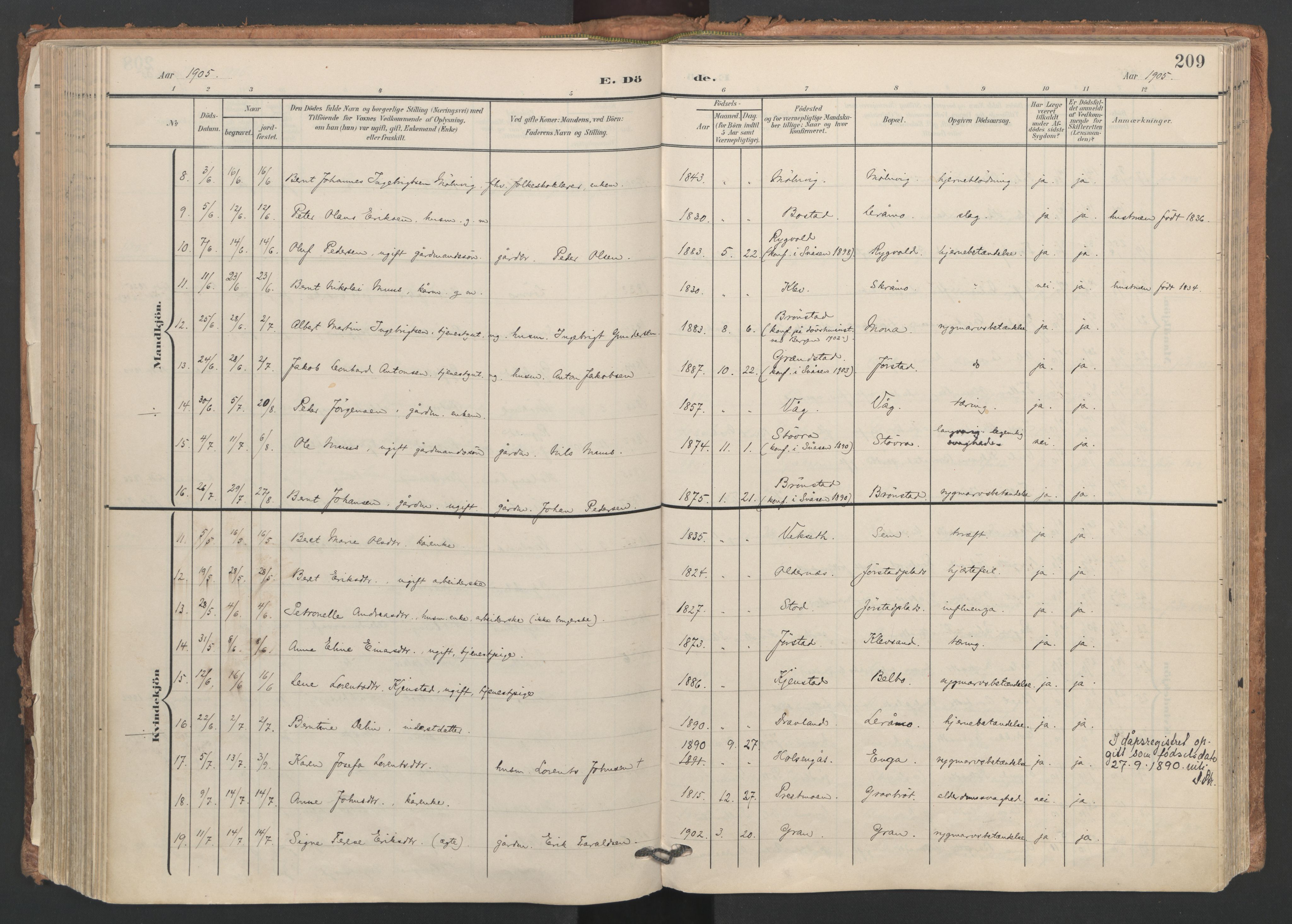 Ministerialprotokoller, klokkerbøker og fødselsregistre - Nord-Trøndelag, AV/SAT-A-1458/749/L0477: Ministerialbok nr. 749A11, 1902-1927, s. 209