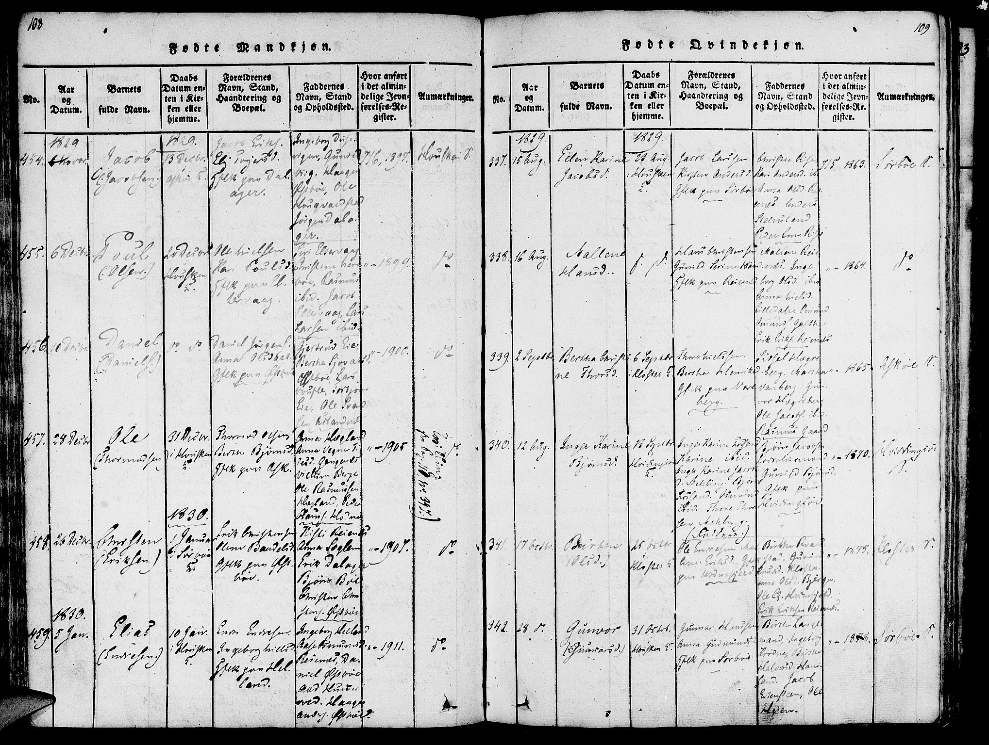 Rennesøy sokneprestkontor, AV/SAST-A -101827/H/Ha/Haa/L0004: Ministerialbok nr. A 4, 1816-1837, s. 108-109