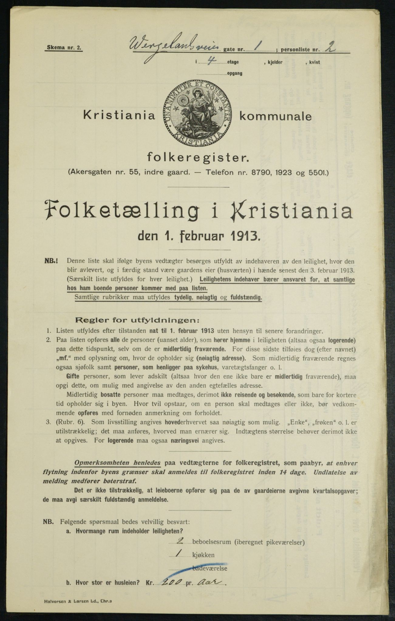 OBA, Kommunal folketelling 1.2.1913 for Kristiania, 1913, s. 127657