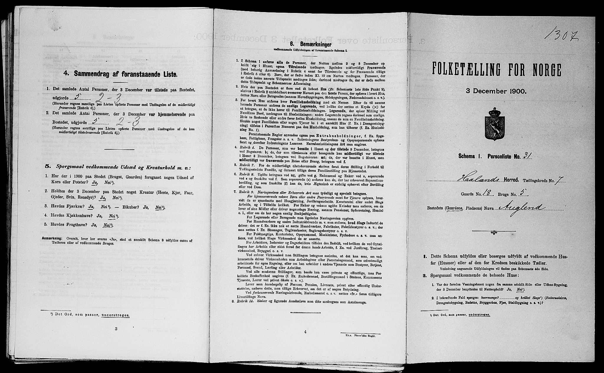 SAST, Folketelling 1900 for 1124 Haaland herred, 1900, s. 1117