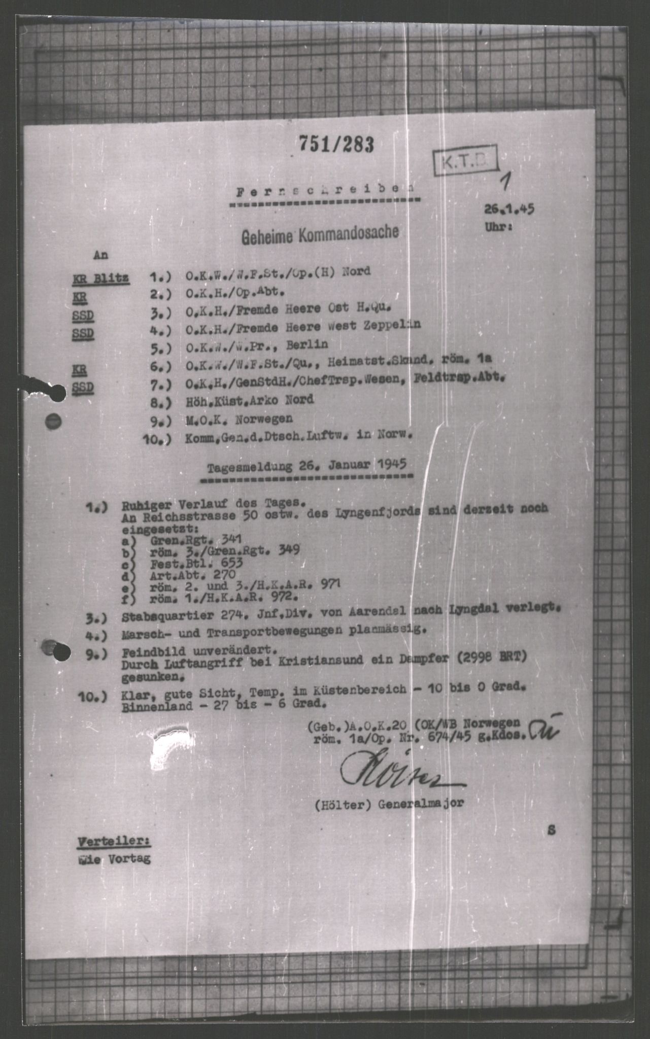 Forsvarets Overkommando. 2 kontor. Arkiv 11.4. Spredte tyske arkivsaker, AV/RA-RAFA-7031/D/Dar/Dara/L0002: Krigsdagbøker for 20. Gebirgs-Armee-Oberkommando (AOK 20), 1945, s. 294