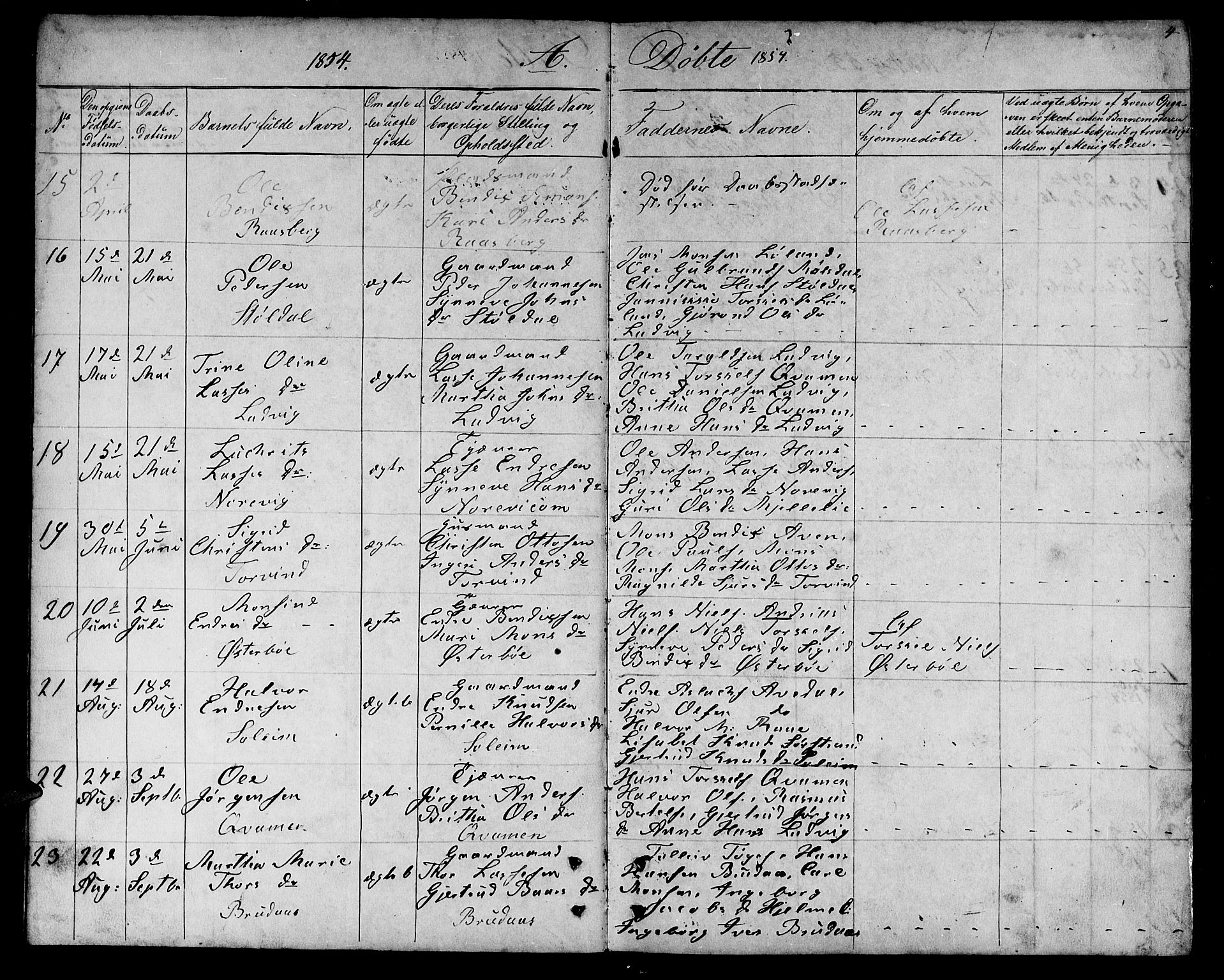 Lavik sokneprestembete, AV/SAB-A-80901: Klokkerbok nr. A 1, 1854-1881, s. 4
