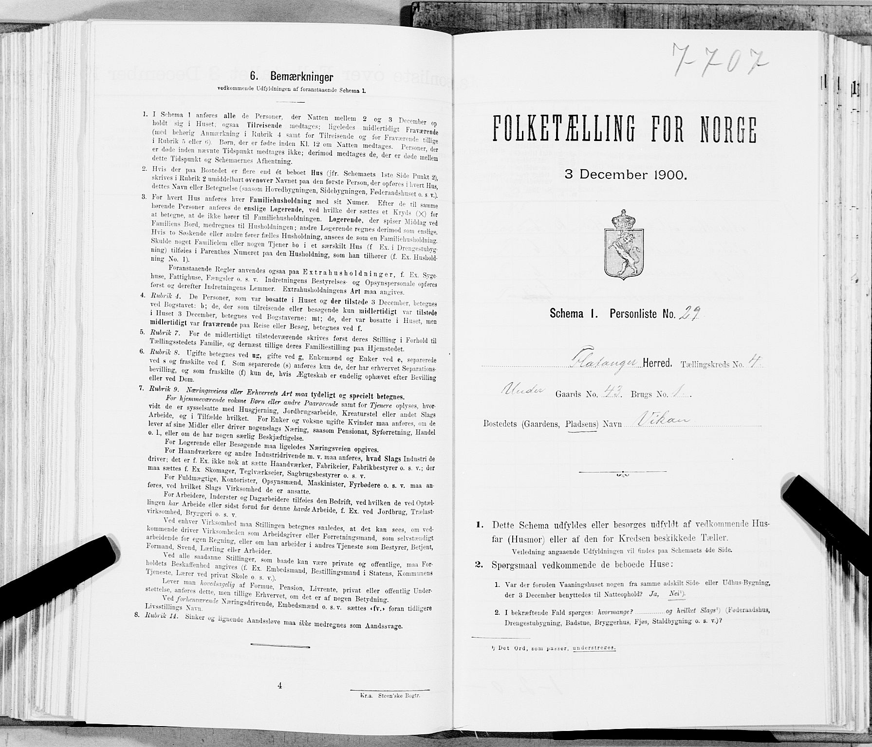 SAT, Folketelling 1900 for 1749 Flatanger herred, 1900, s. 666