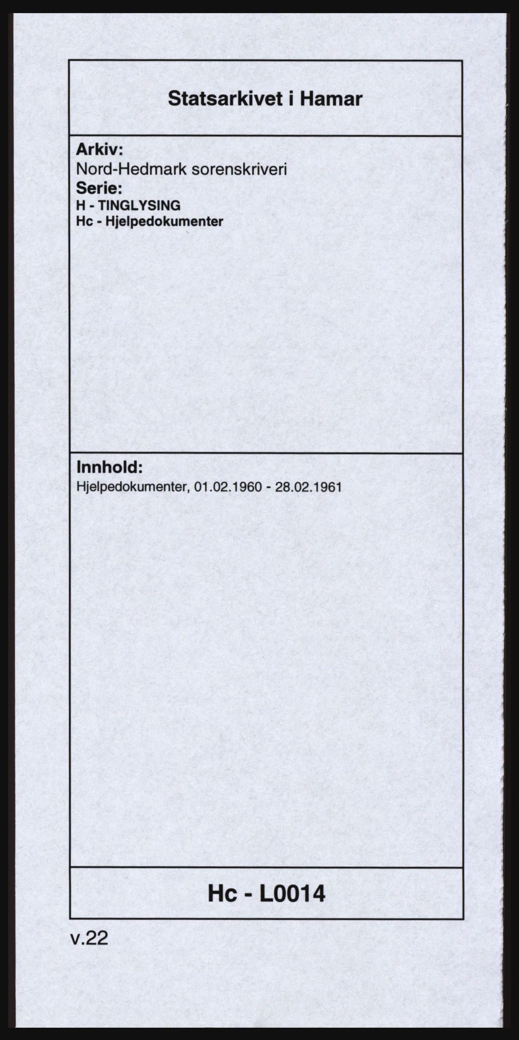 Nord-Hedmark sorenskriveri, SAH/TING-012/H/Hc/L0014: Pantebok nr. 14, 1960-1961