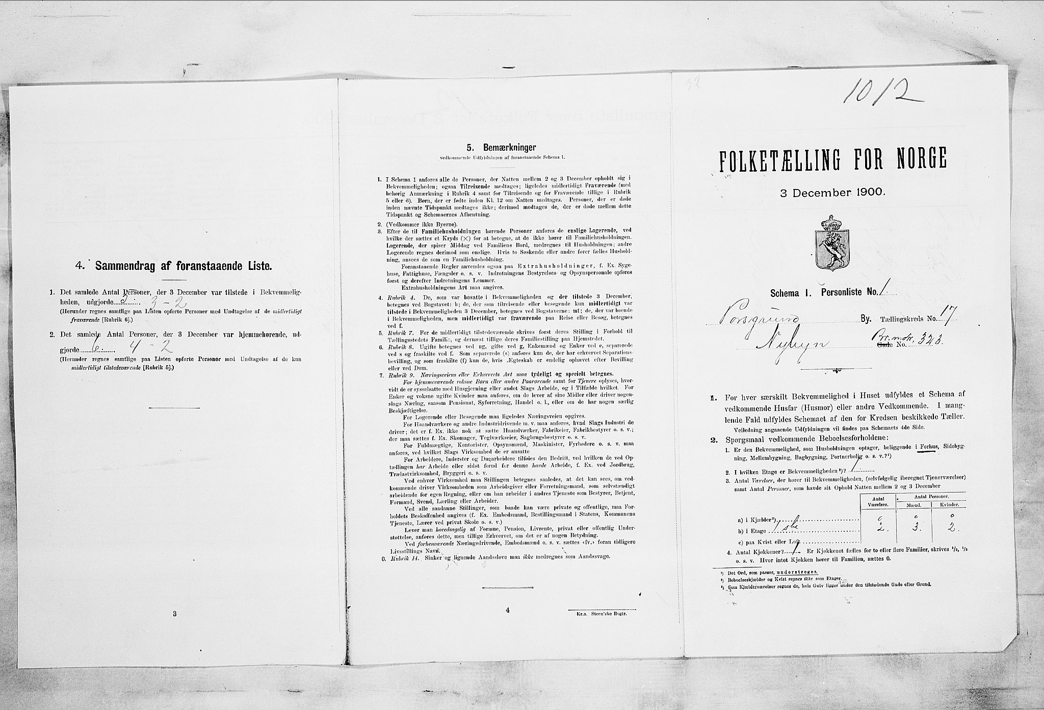 SAKO, Folketelling 1900 for 0805 Porsgrunn kjøpstad, 1900, s. 3322