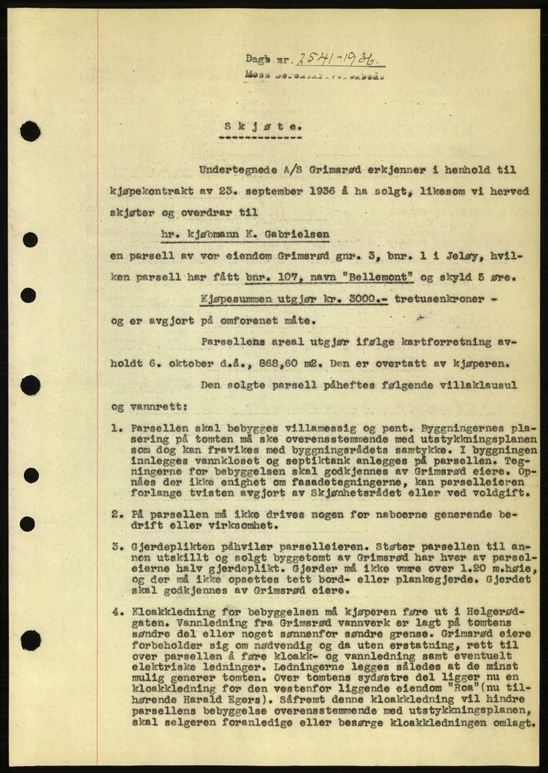 Moss sorenskriveri, SAO/A-10168: Pantebok nr. A2, 1936-1937, Dagboknr: 2541/1936