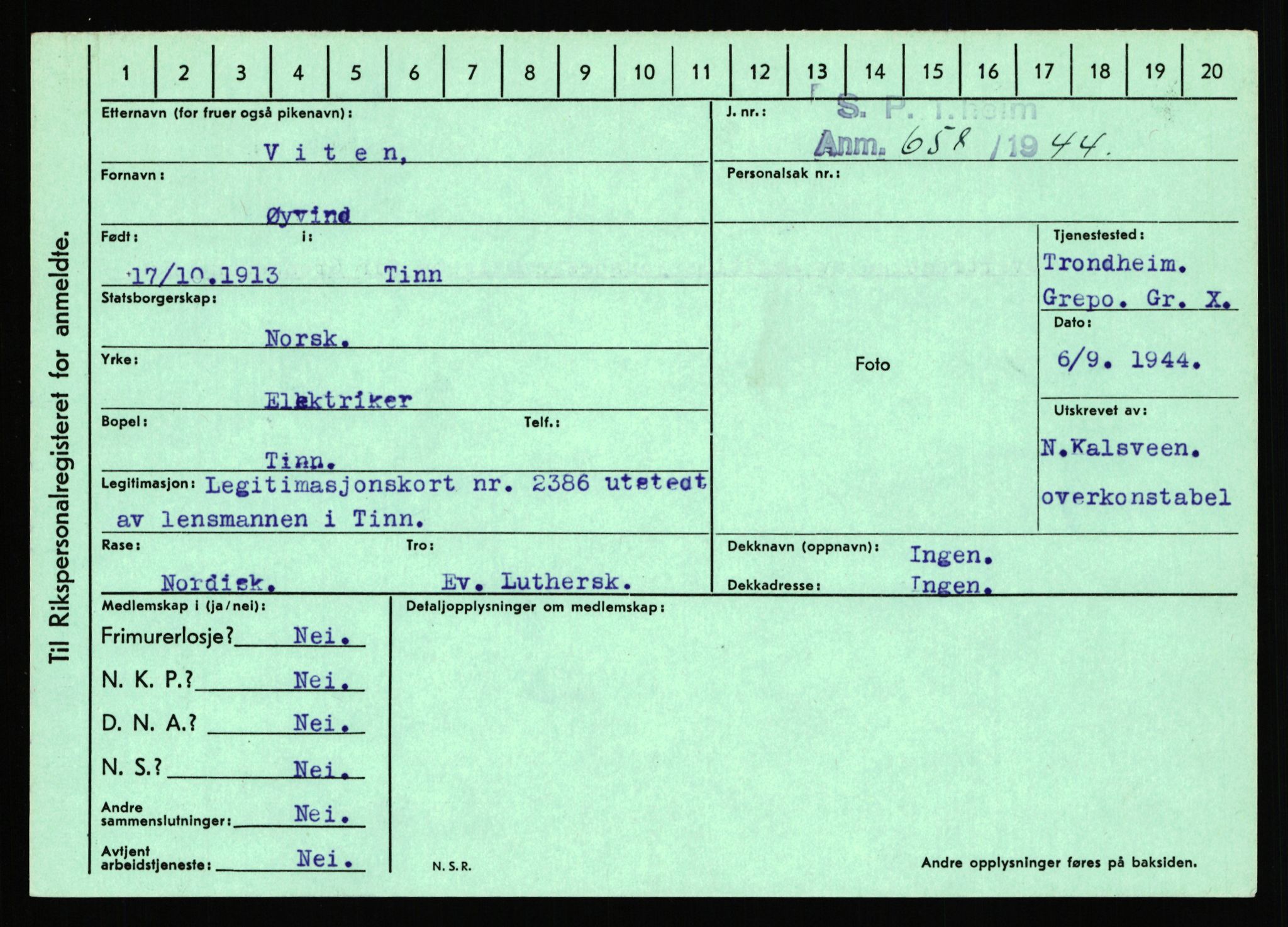 Statspolitiet - Hovedkontoret / Osloavdelingen, AV/RA-S-1329/C/Ca/L0016: Uberg - Øystese, 1943-1945, s. 1358