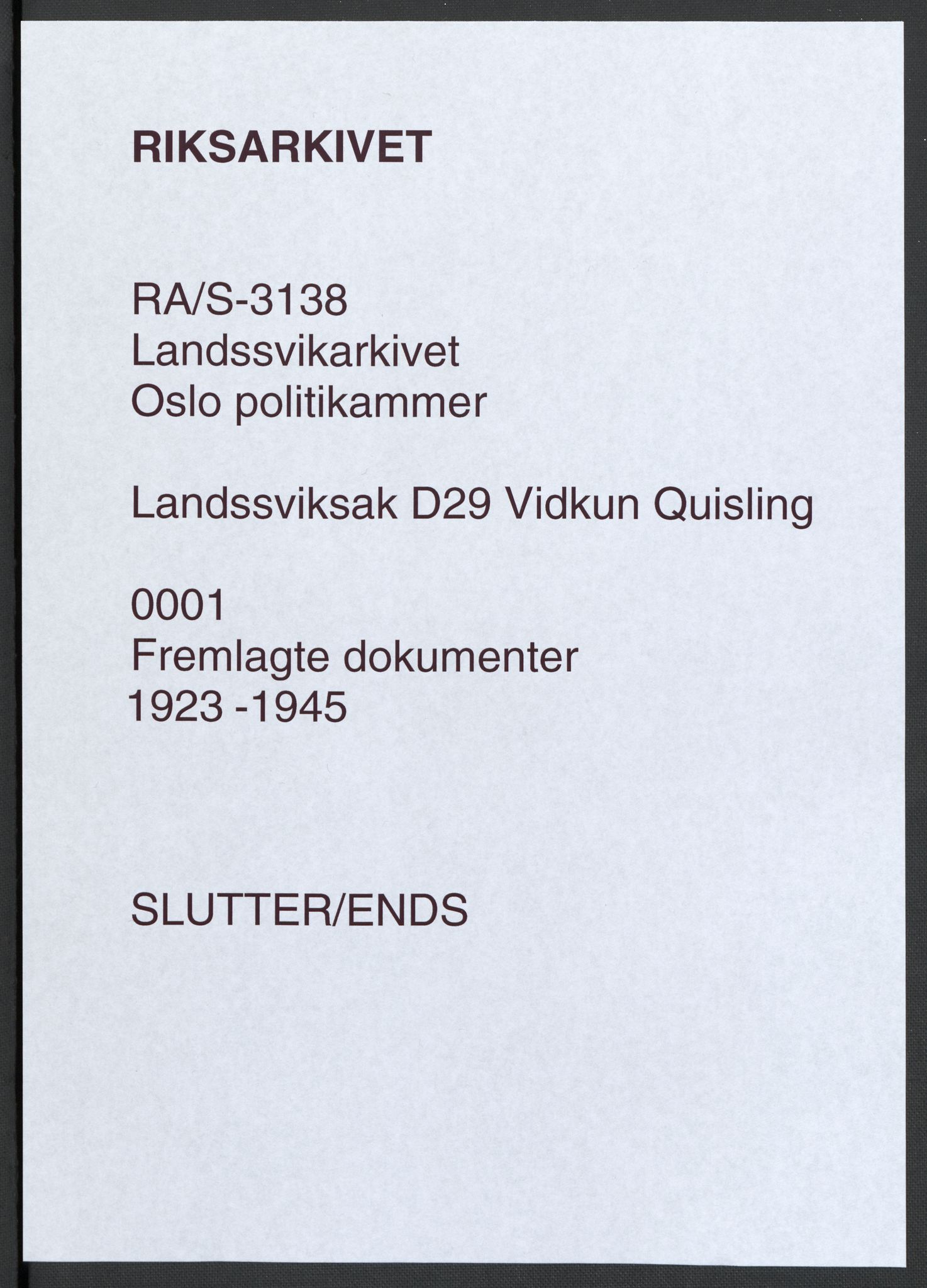 Landssvikarkivet, Oslo politikammer, RA/S-3138-01/D/Da/L0003: Dnr. 29, 1945, s. 1015
