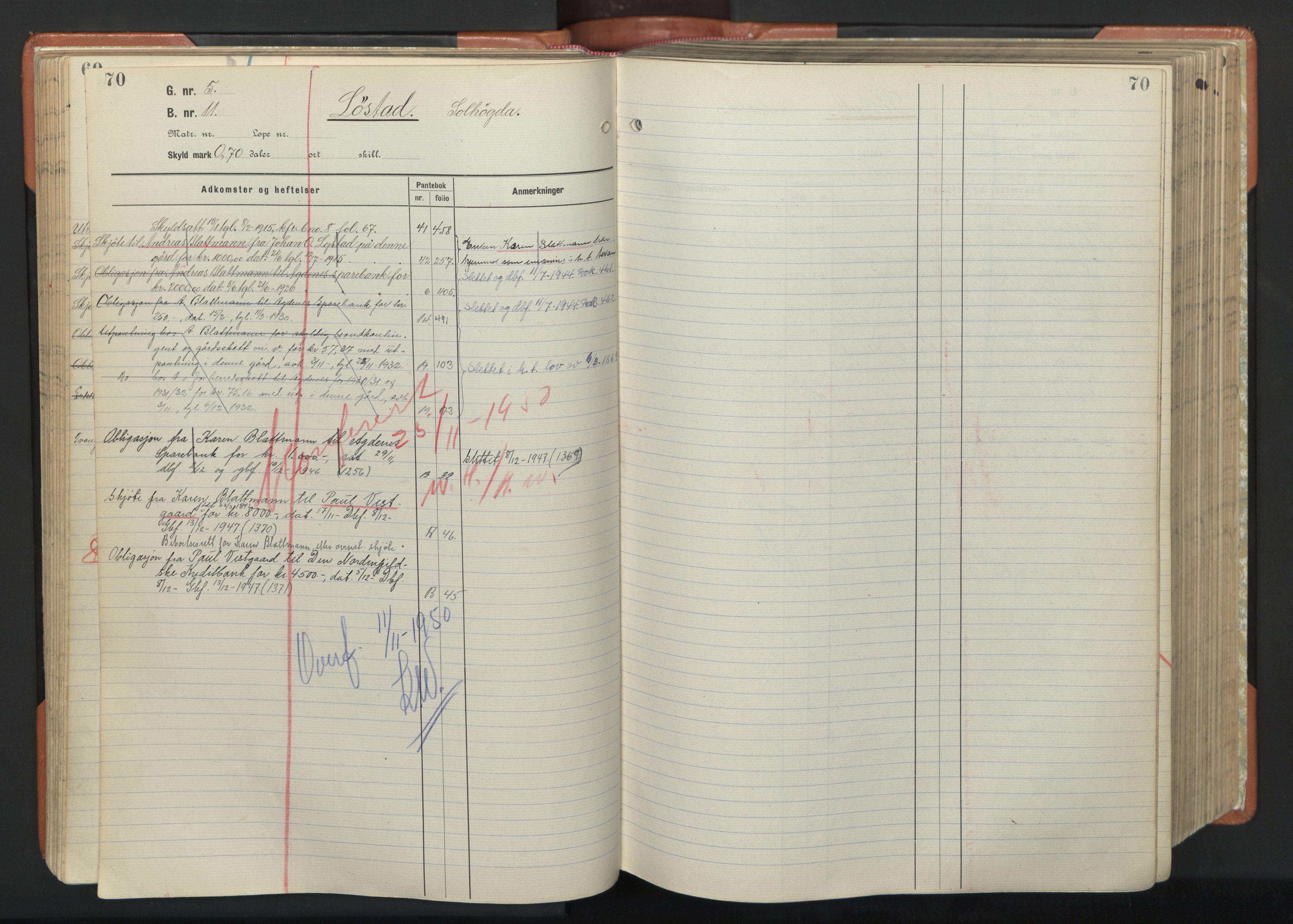 Hitra sorenskriveri, AV/SAT-A-0018/2/2A/L0031: Panteregister nr. 31, s. 70