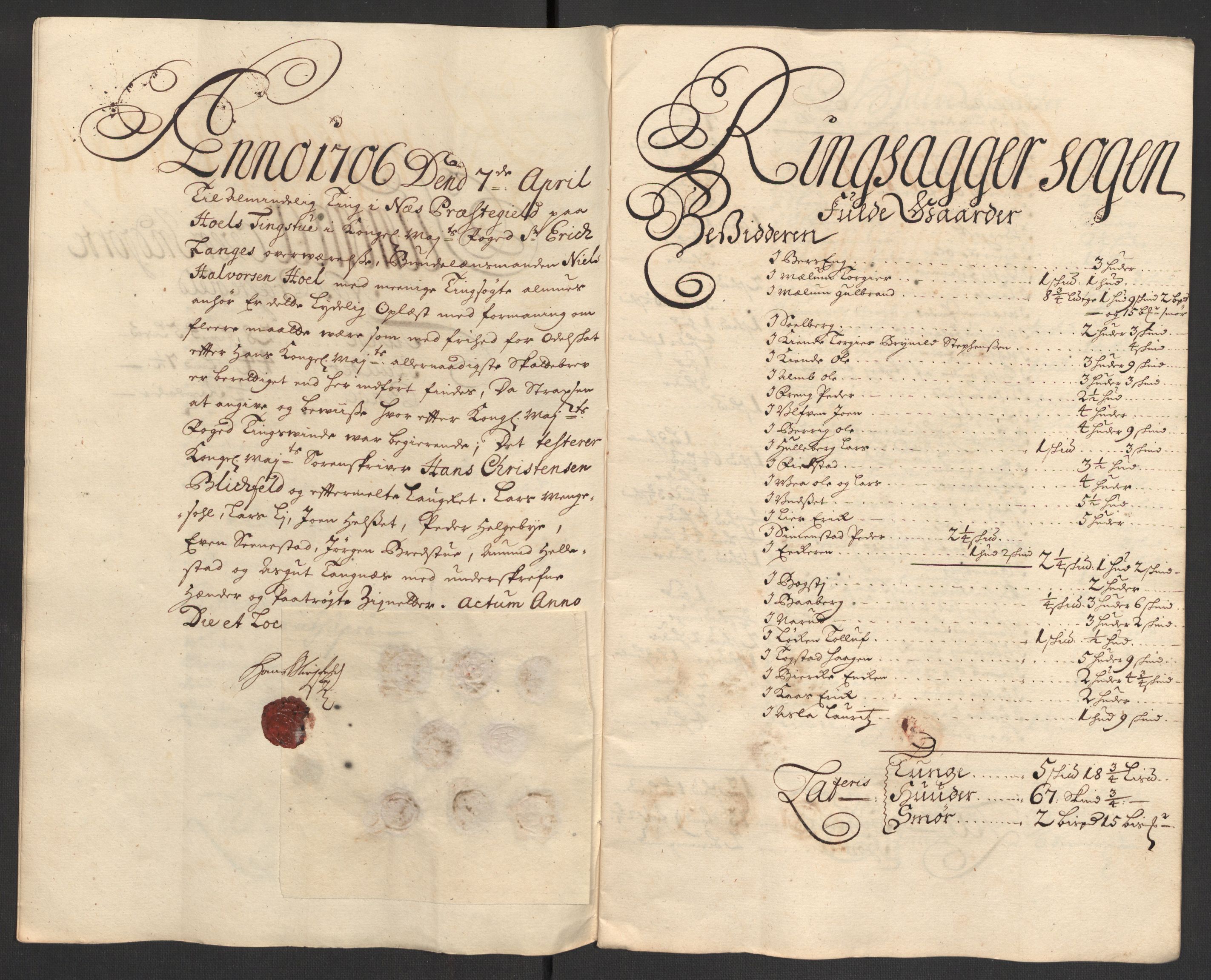 Rentekammeret inntil 1814, Reviderte regnskaper, Fogderegnskap, RA/EA-4092/R16/L1043: Fogderegnskap Hedmark, 1706-1707, s. 247