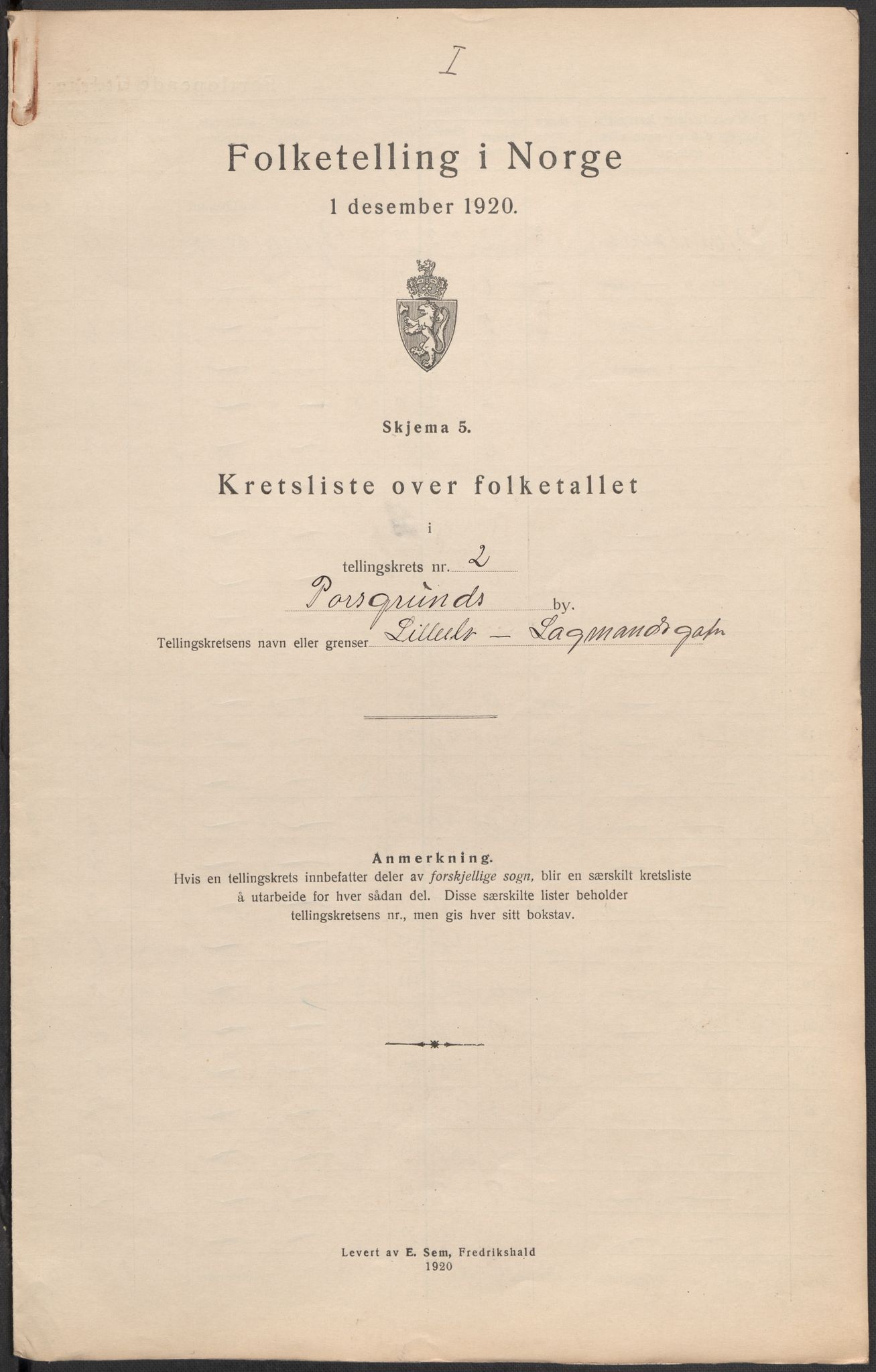 SAKO, Folketelling 1920 for 0805 Porsgrunn kjøpstad, 1920, s. 15