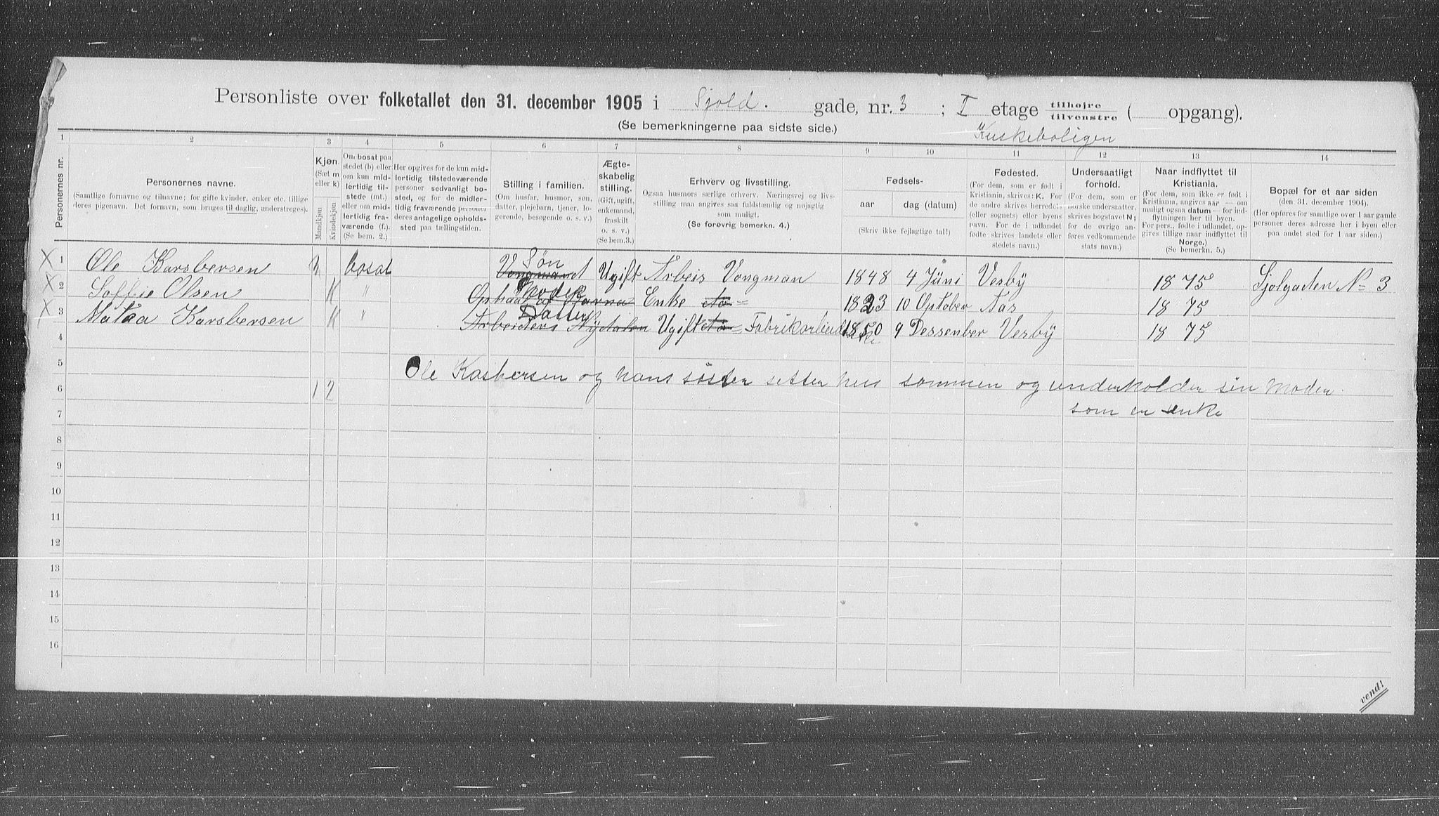 OBA, Kommunal folketelling 31.12.1905 for Kristiania kjøpstad, 1905, s. 49896