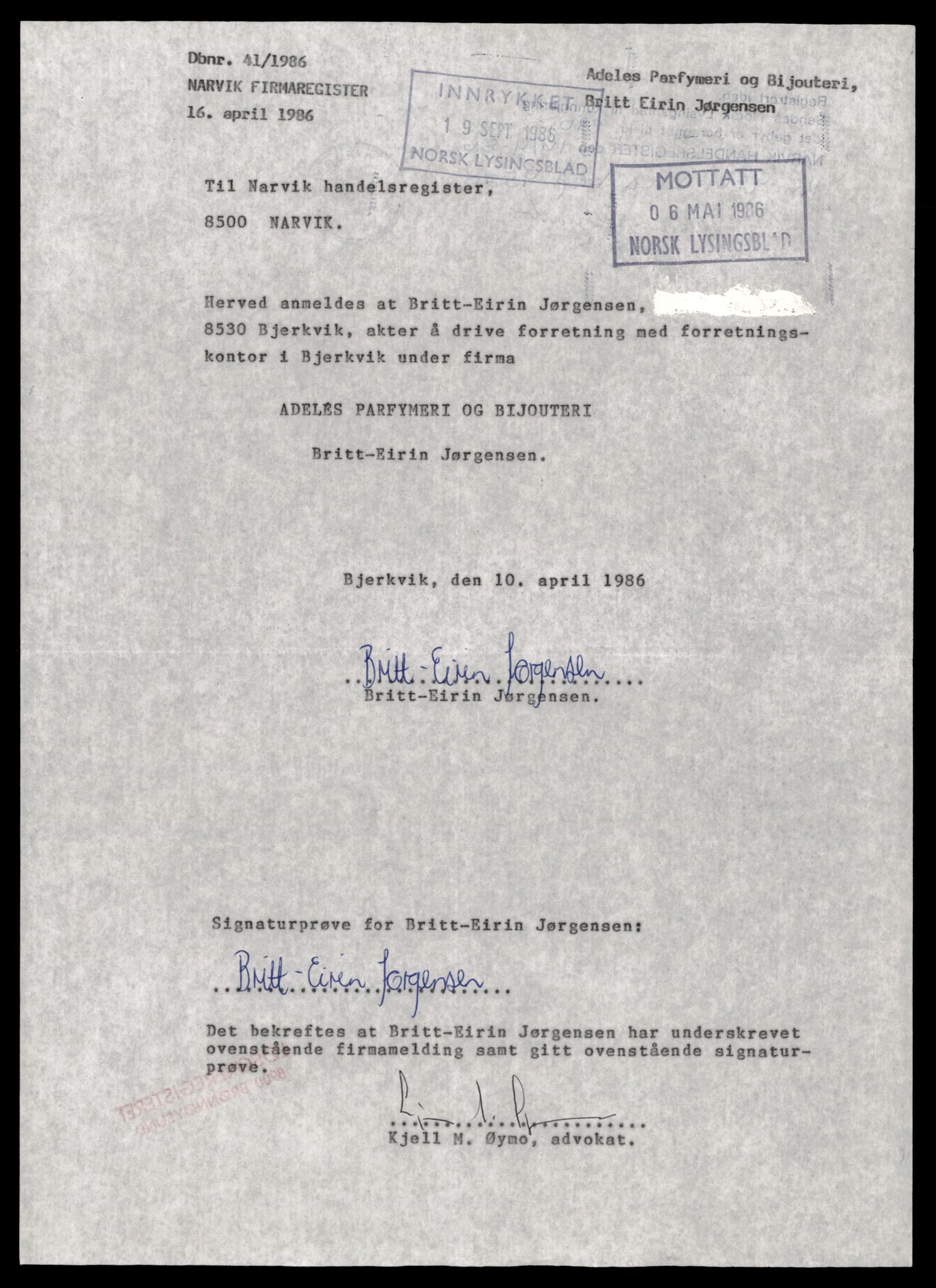 Narvik sorenskriveri, SAT/A-0002/2/J/Jd/Jdd/L0001: Enkeltmannsforetak, A-C, 1947-1988, s. 3