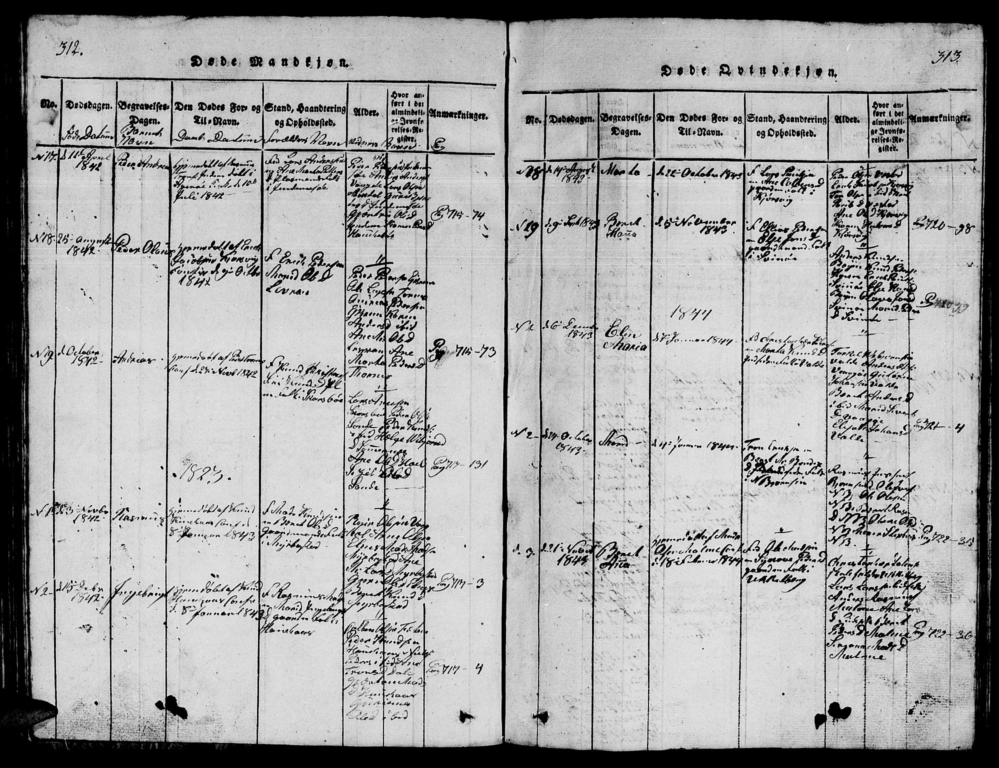 Ministerialprotokoller, klokkerbøker og fødselsregistre - Møre og Romsdal, AV/SAT-A-1454/565/L0752: Klokkerbok nr. 565C01, 1817-1844, s. 312-313