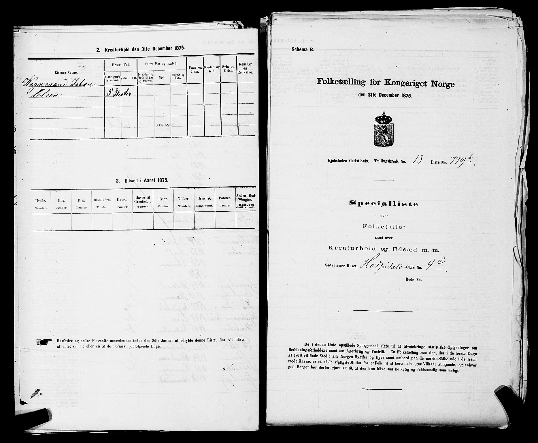 RA, Folketelling 1875 for 0301 Kristiania kjøpstad, 1875, s. 2383