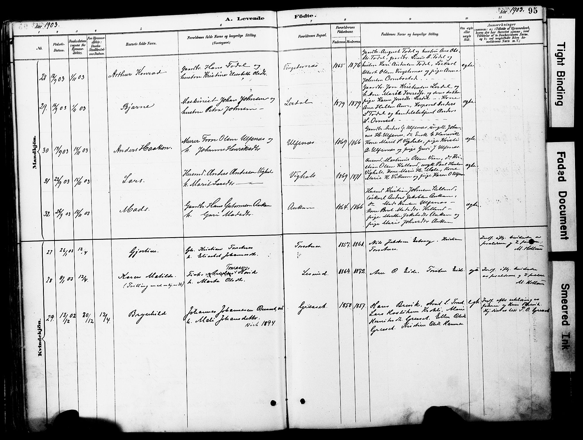 Ministerialprotokoller, klokkerbøker og fødselsregistre - Møre og Romsdal, AV/SAT-A-1454/578/L0907: Ministerialbok nr. 578A06, 1887-1904, s. 95