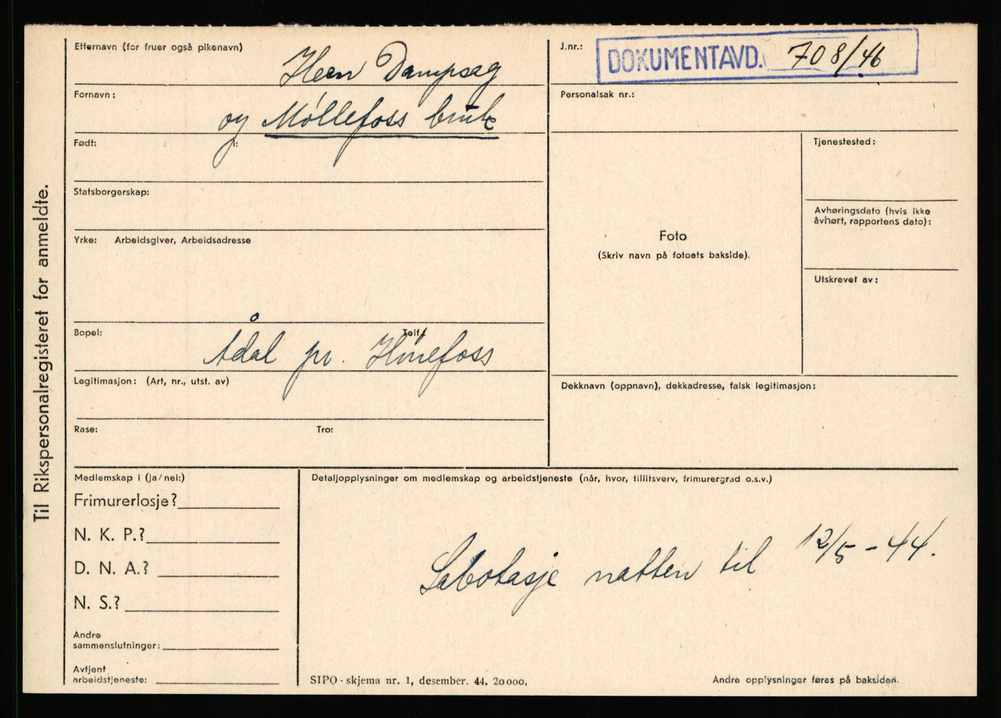 Statspolitiet - Hovedkontoret / Osloavdelingen, AV/RA-S-1329/C/Ca/L0011: Molberg - Nøstvold, 1943-1945, s. 918