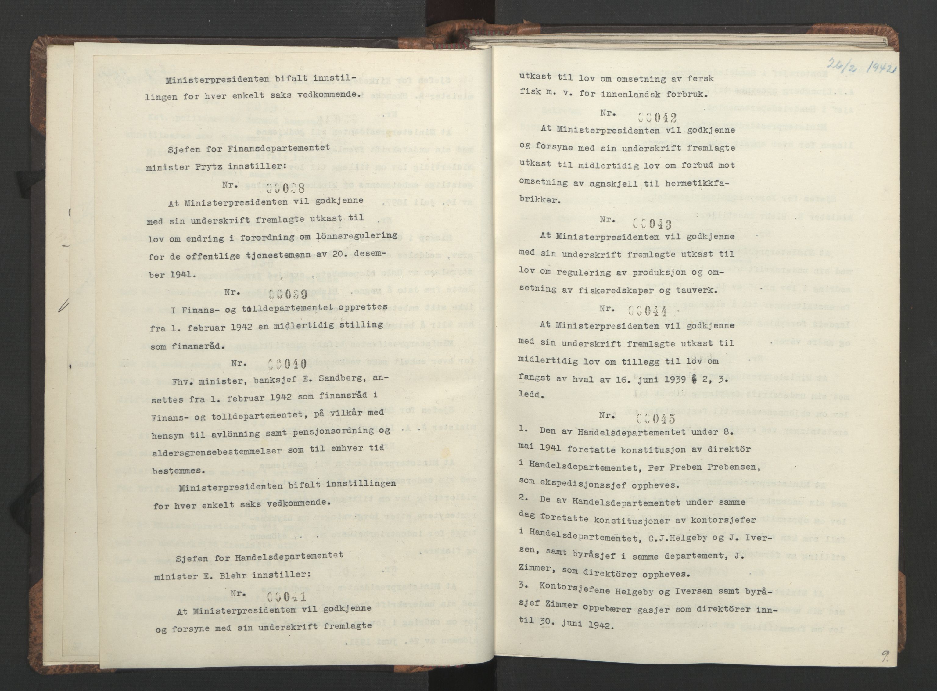 NS-administrasjonen 1940-1945 (Statsrådsekretariatet, de kommisariske statsråder mm), RA/S-4279/D/Da/L0001: Beslutninger og tillegg (1-952 og 1-32), 1942, s. 12