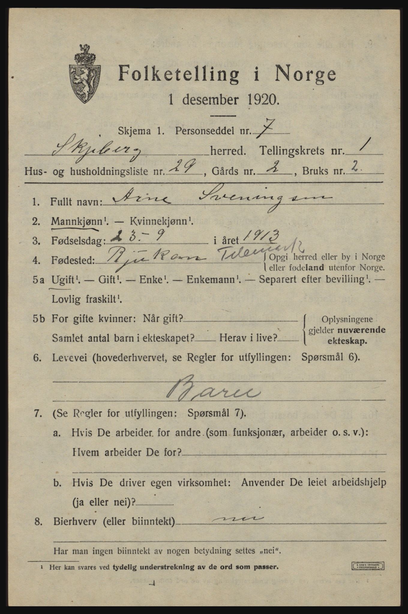 SAO, Folketelling 1920 for 0115 Skjeberg herred, 1920, s. 2587
