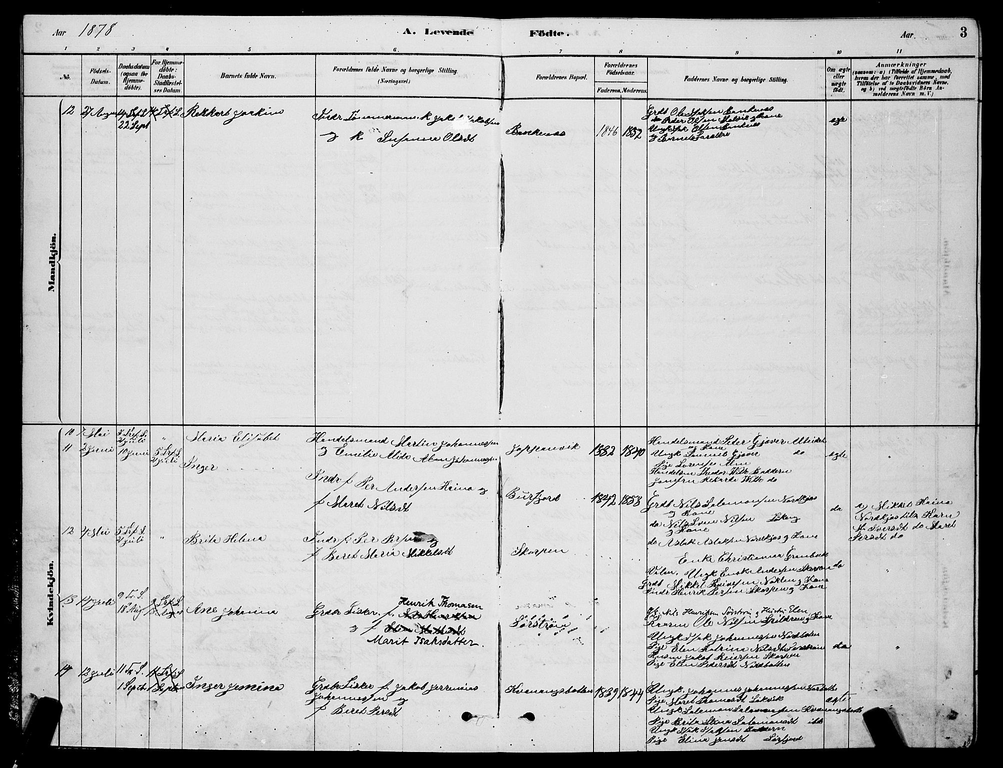 Skjervøy sokneprestkontor, AV/SATØ-S-1300/H/Ha/Hab/L0015klokker: Klokkerbok nr. 15, 1878-1890, s. 3