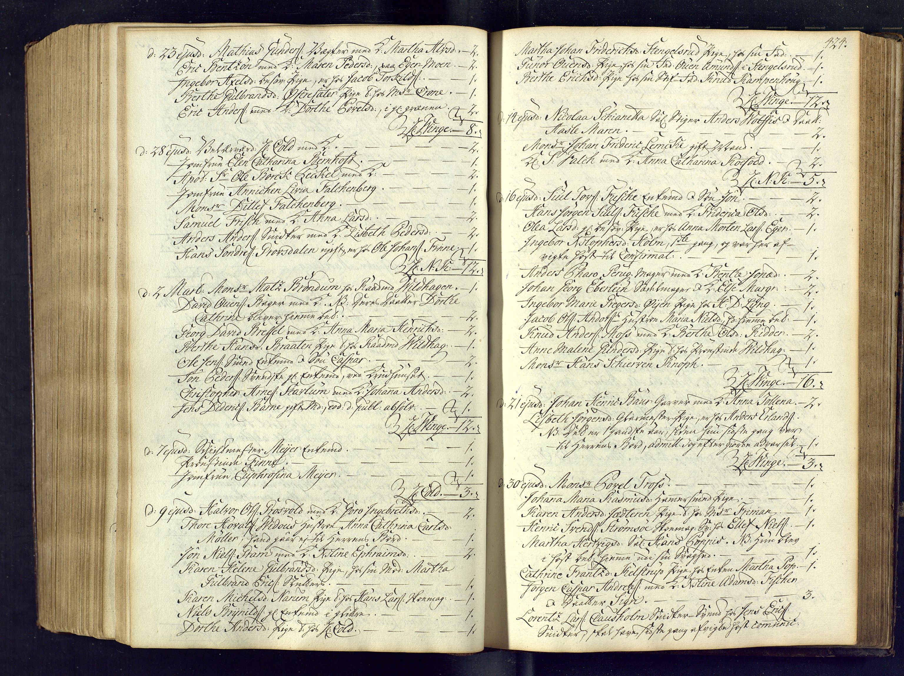 Kongsberg kirkebøker, SAKO/A-22/M/Ma/L0005: Kommunikantprotokoll nr. 5, 1755-1761, s. 424
