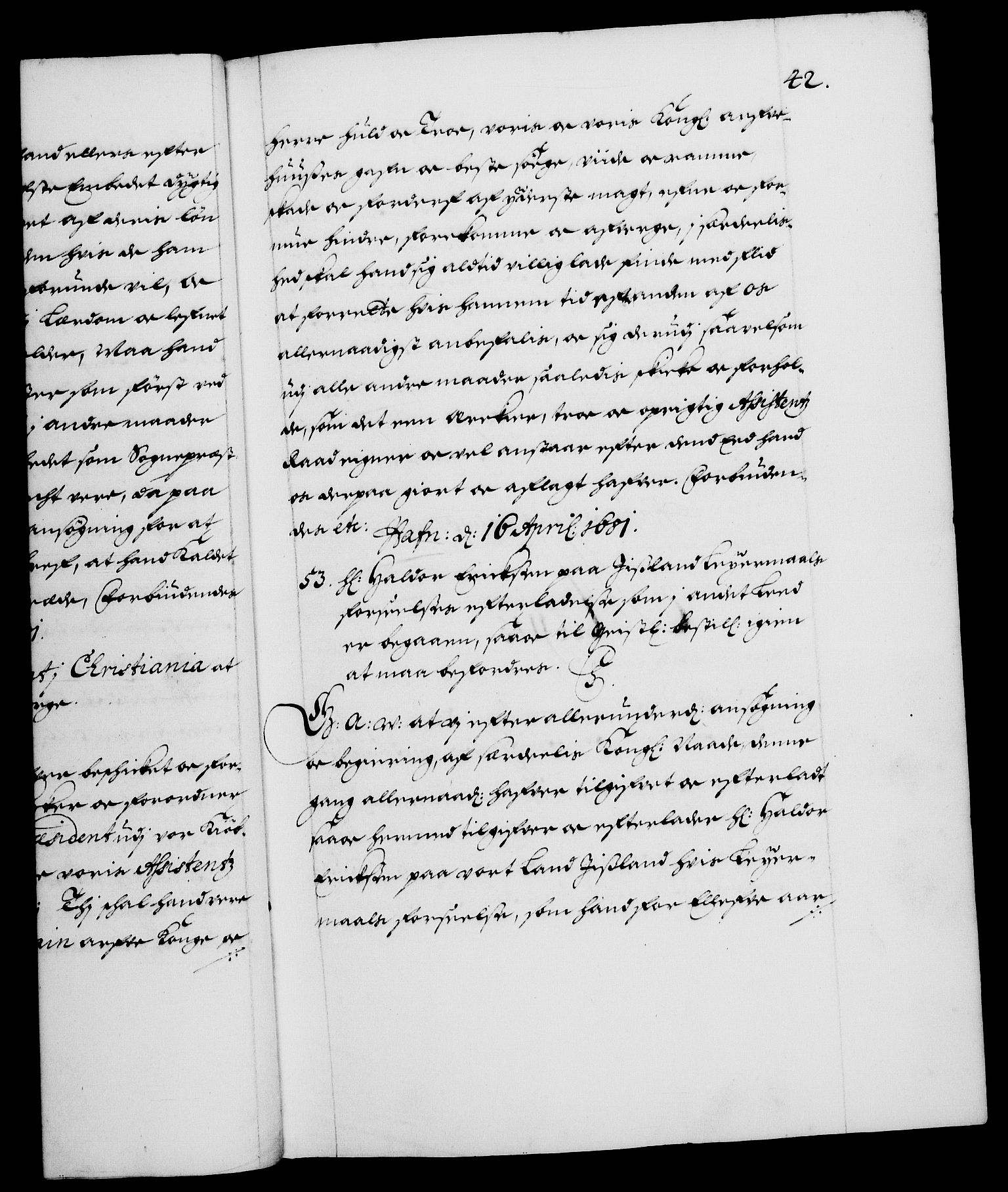 Danske Kanselli 1572-1799, RA/EA-3023/F/Fc/Fca/Fcaa/L0013: Norske registre (mikrofilm), 1681-1684, s. 42a