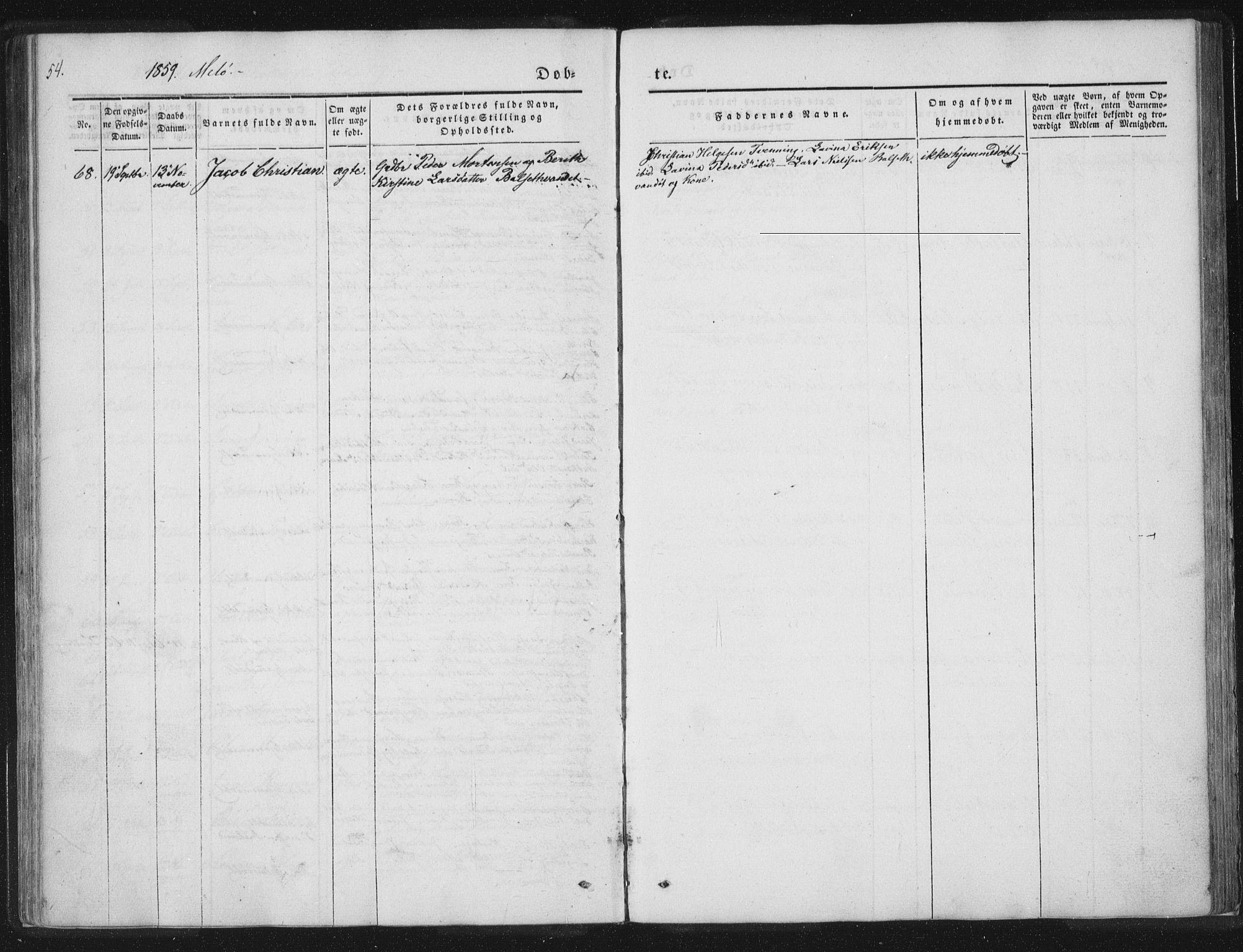 Ministerialprotokoller, klokkerbøker og fødselsregistre - Nordland, SAT/A-1459/841/L0602: Ministerialbok nr. 841A08 /2, 1845-1859, s. 54