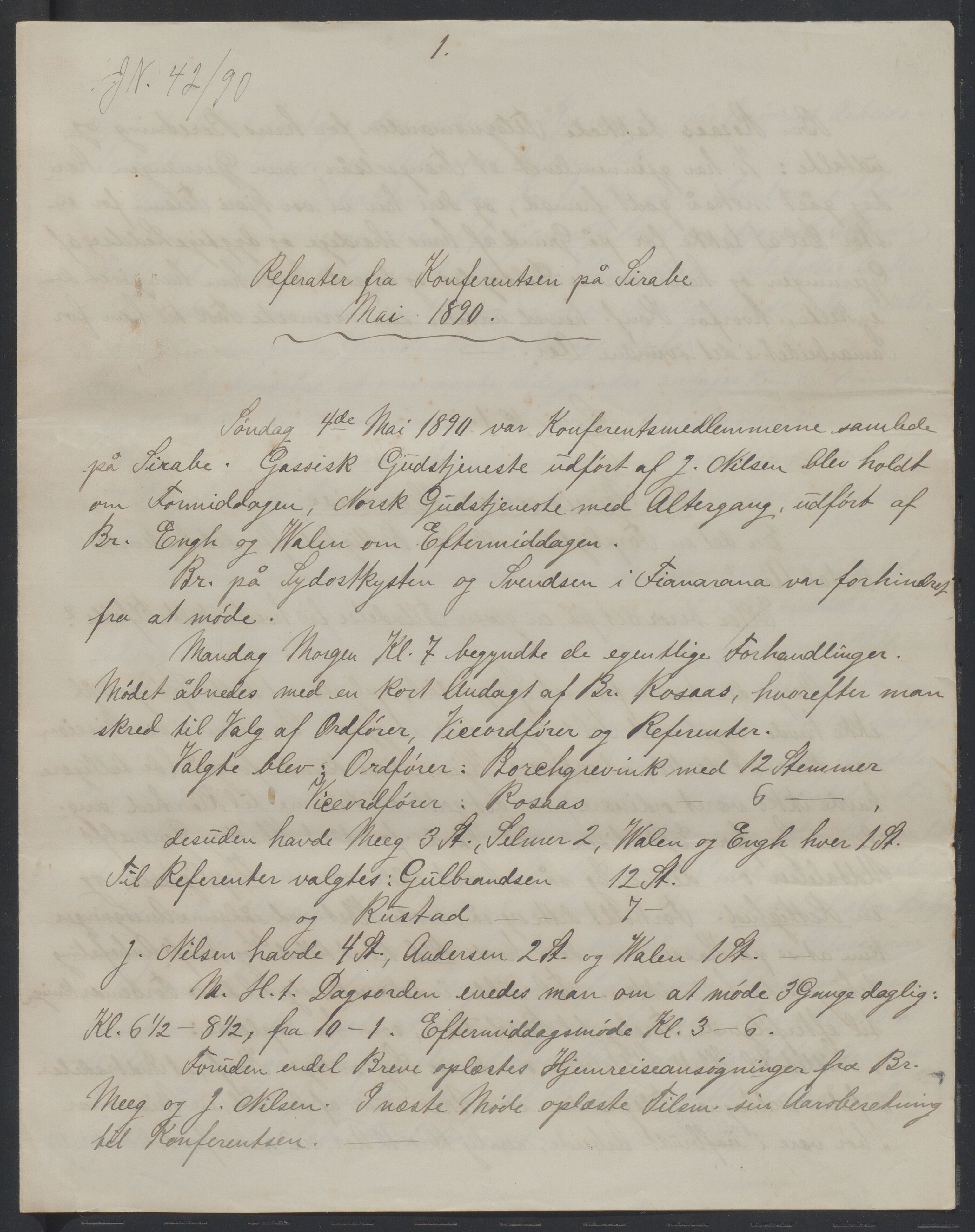 Det Norske Misjonsselskap - hovedadministrasjonen, VID/MA-A-1045/D/Da/Daa/L0038/0001: Konferansereferat og årsberetninger / Konferansereferat fra Madagaskar Innland., 1890