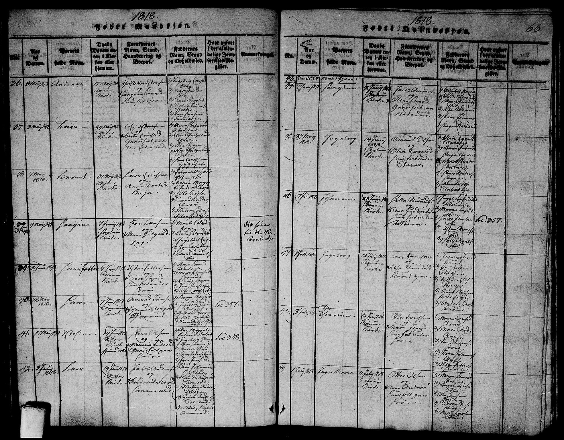 Asker prestekontor Kirkebøker, AV/SAO-A-10256a/G/Ga/L0001: Klokkerbok nr. I 1, 1814-1830, s. 66
