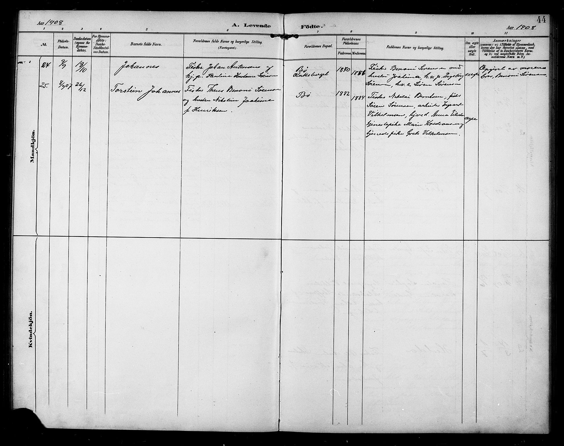 Berg sokneprestkontor, AV/SATØ-S-1318/G/Ga/Gab/L0005klokker: Klokkerbok nr. 5, 1898-1911, s. 44