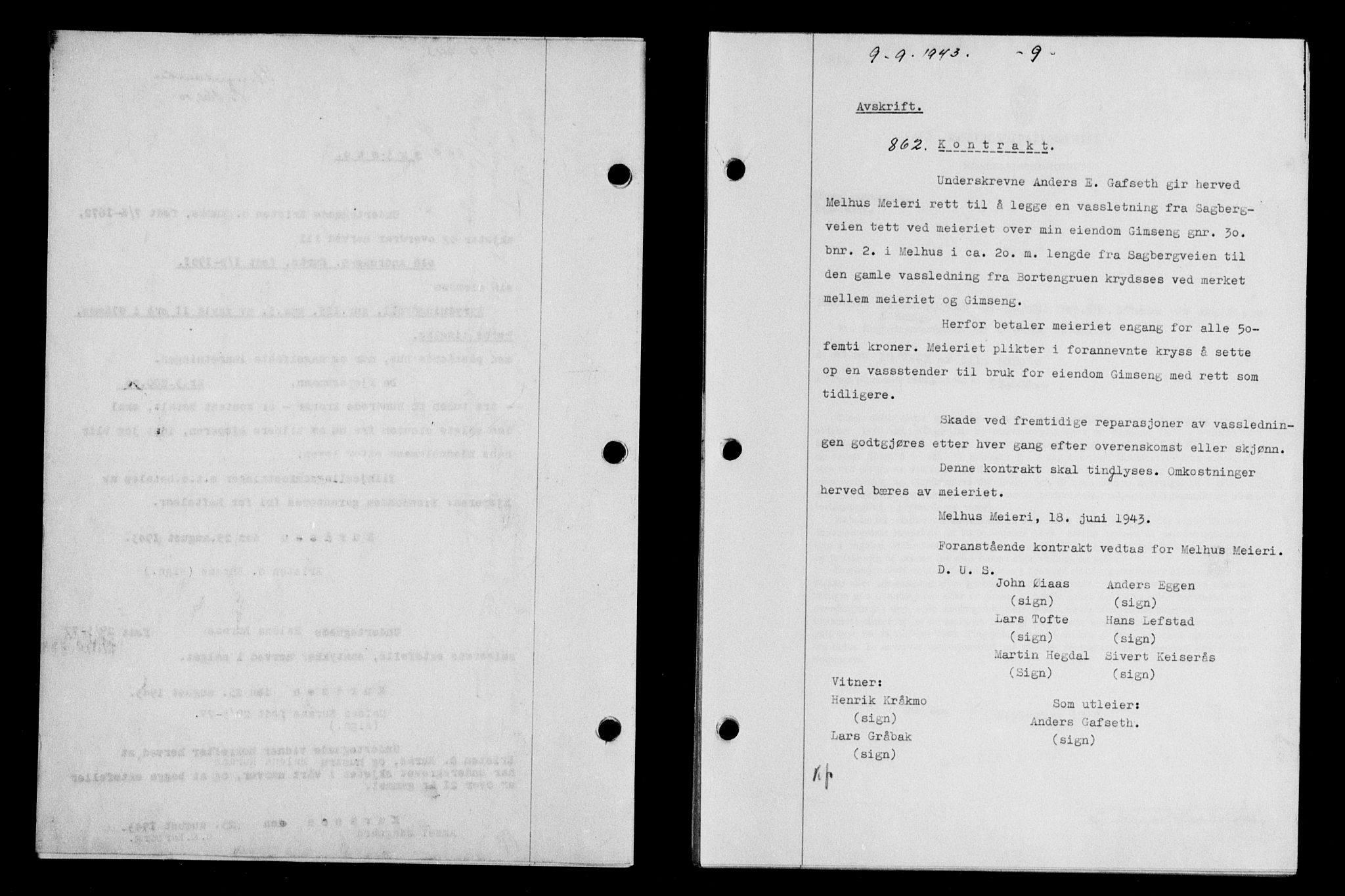 Gauldal sorenskriveri, SAT/A-0014/1/2/2C/L0057: Pantebok nr. 62, 1943-1944, Dagboknr: 862/1943