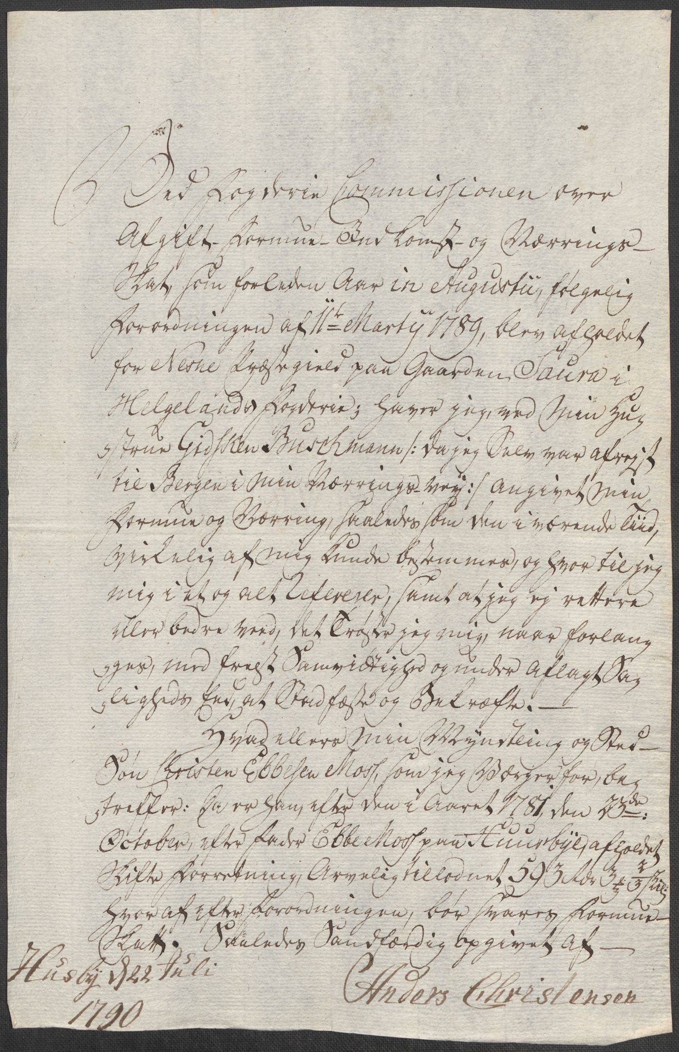 Rentekammeret inntil 1814, Reviderte regnskaper, Mindre regnskaper, RA/EA-4068/Rf/Rfe/L0014: Helgeland fogderi, 1789, s. 10