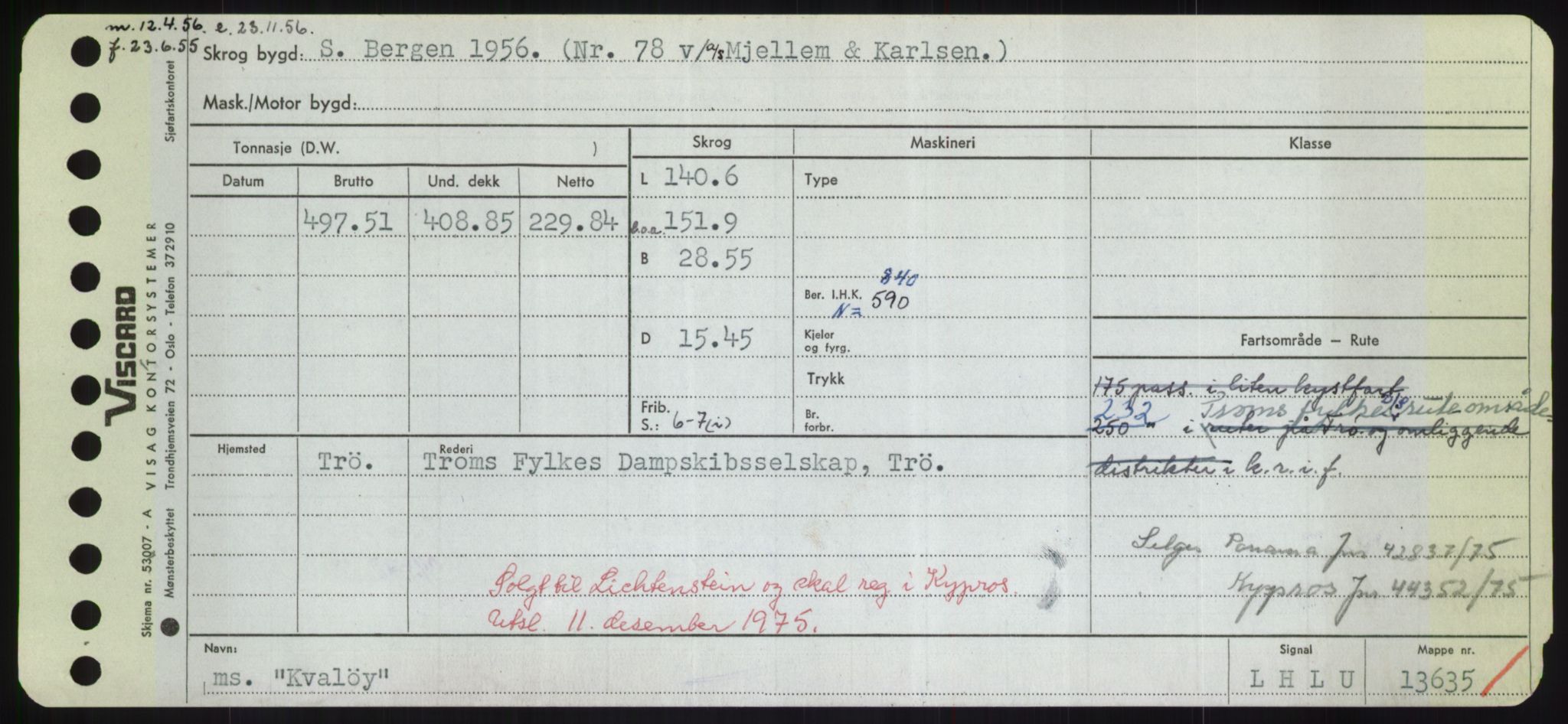 Sjøfartsdirektoratet med forløpere, Skipsmålingen, RA/S-1627/H/Hd/L0021: Fartøy, Kor-Kår, s. 277