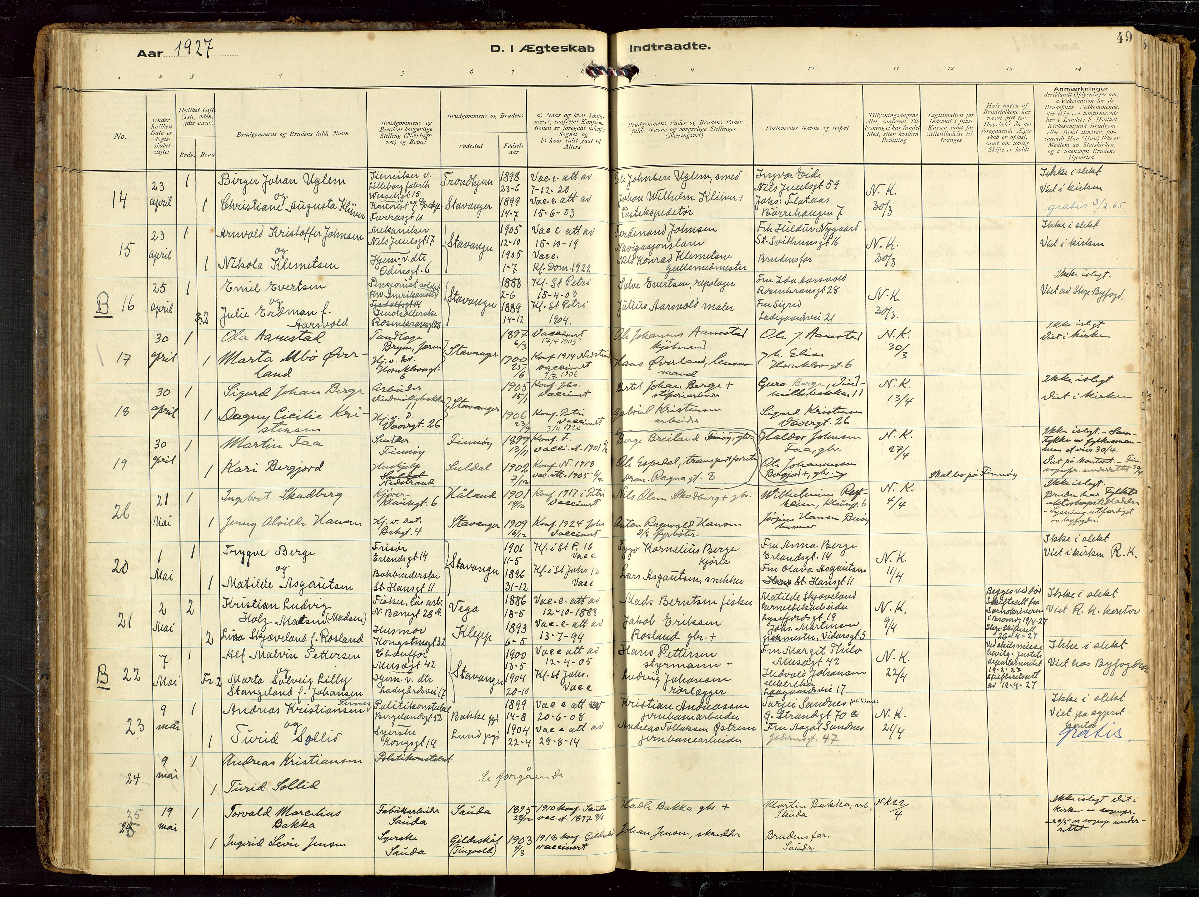 St. Petri sokneprestkontor, AV/SAST-A-101813/002/D/L0002: Ministerialbok nr. A 27, 1921-1942, s. 49