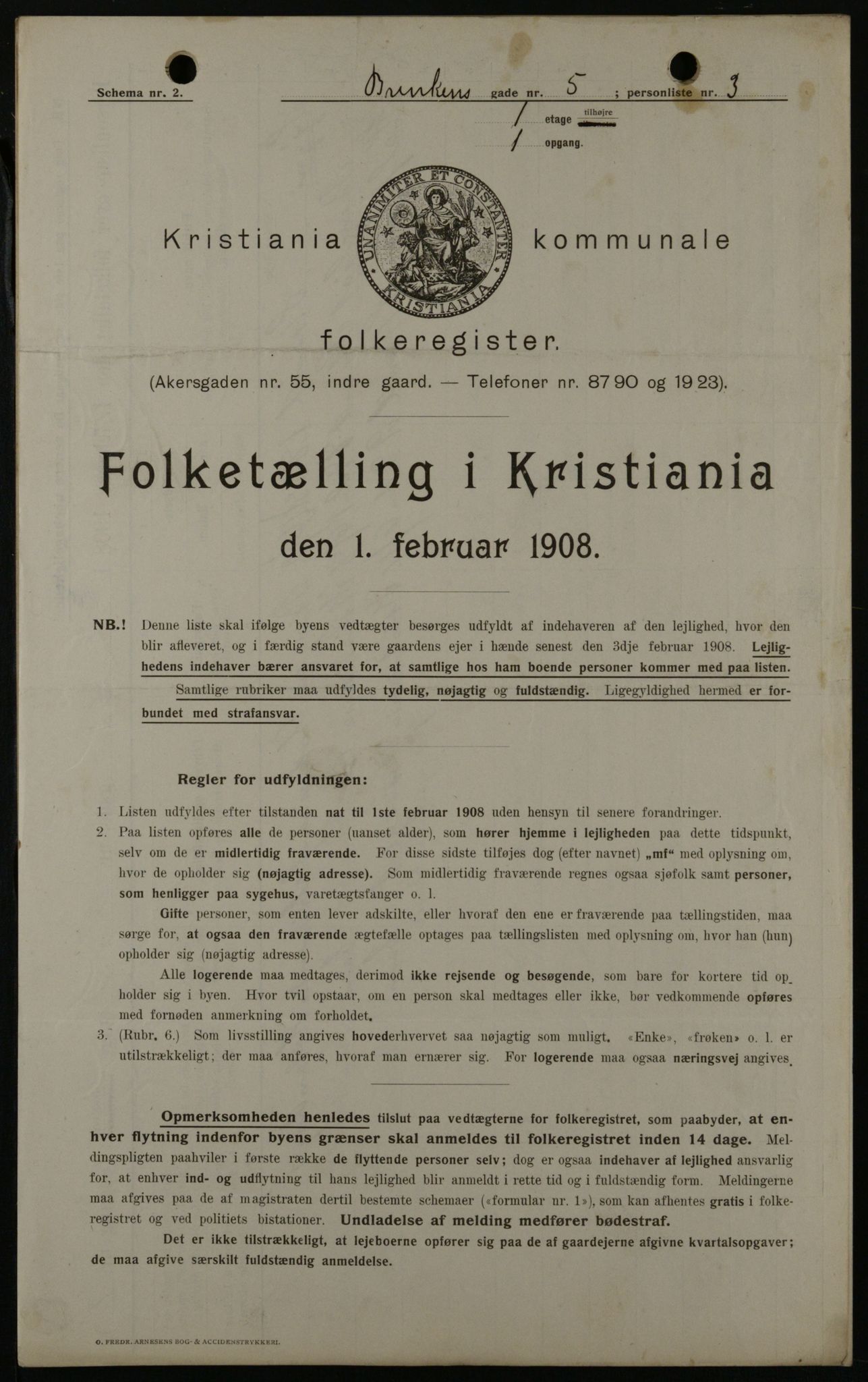 OBA, Kommunal folketelling 1.2.1908 for Kristiania kjøpstad, 1908, s. 8374