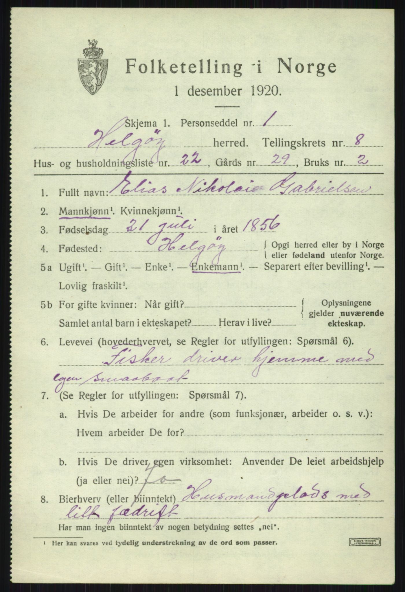 SATØ, Folketelling 1920 for 1935 Helgøy herred, 1920, s. 3166