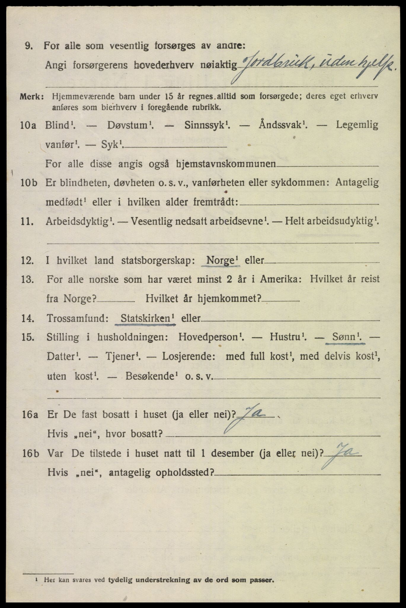 SAK, Folketelling 1920 for 1013 Tveit herred, 1920, s. 1997