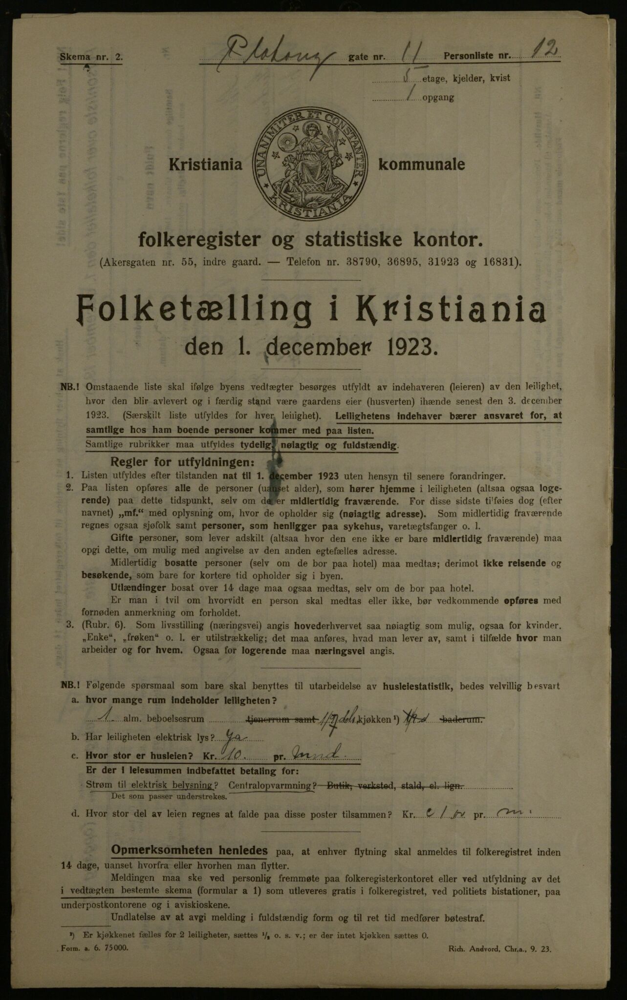 OBA, Kommunal folketelling 1.12.1923 for Kristiania, 1923, s. 88817