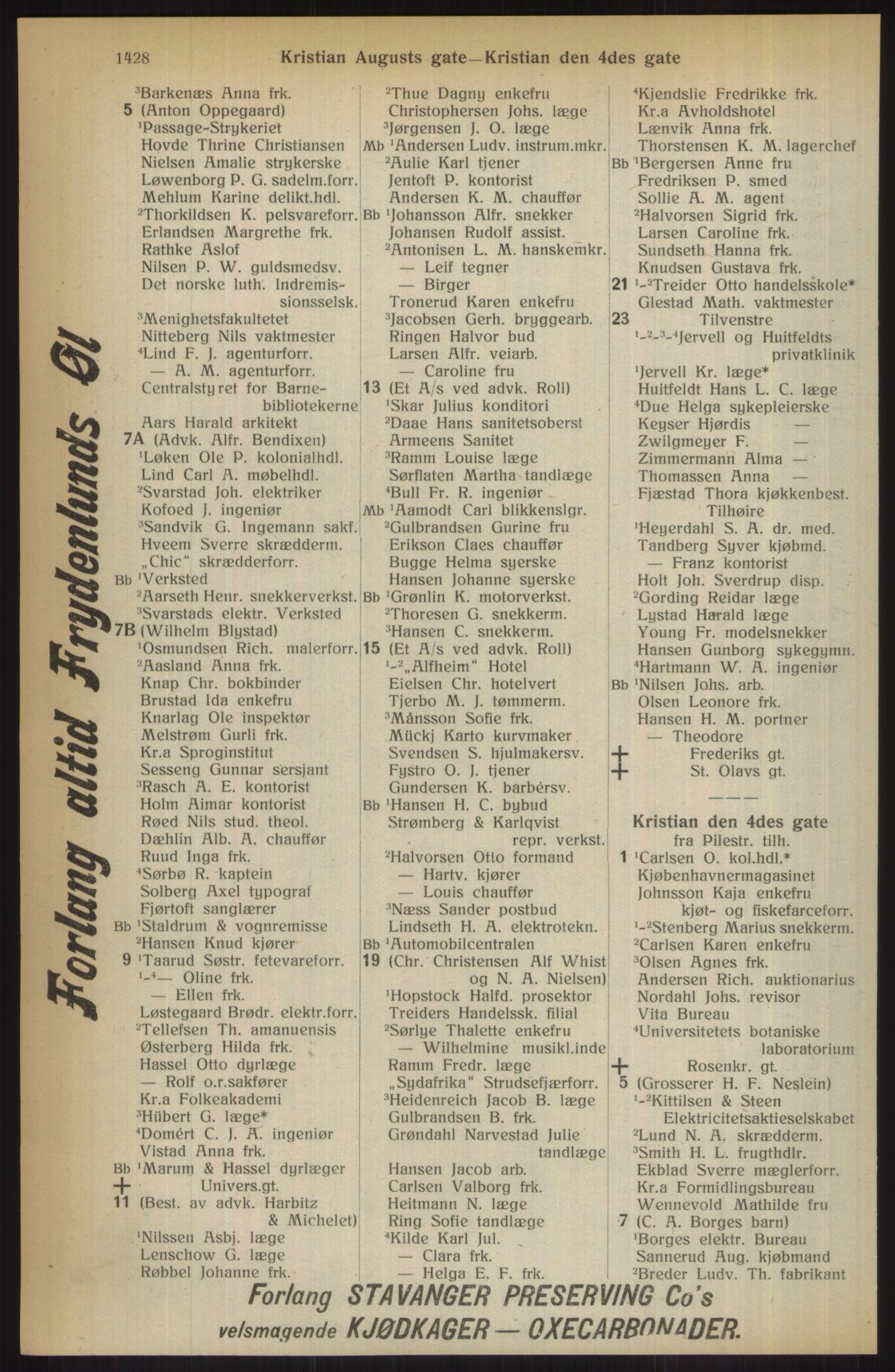 Kristiania/Oslo adressebok, PUBL/-, 1914, s. 1428
