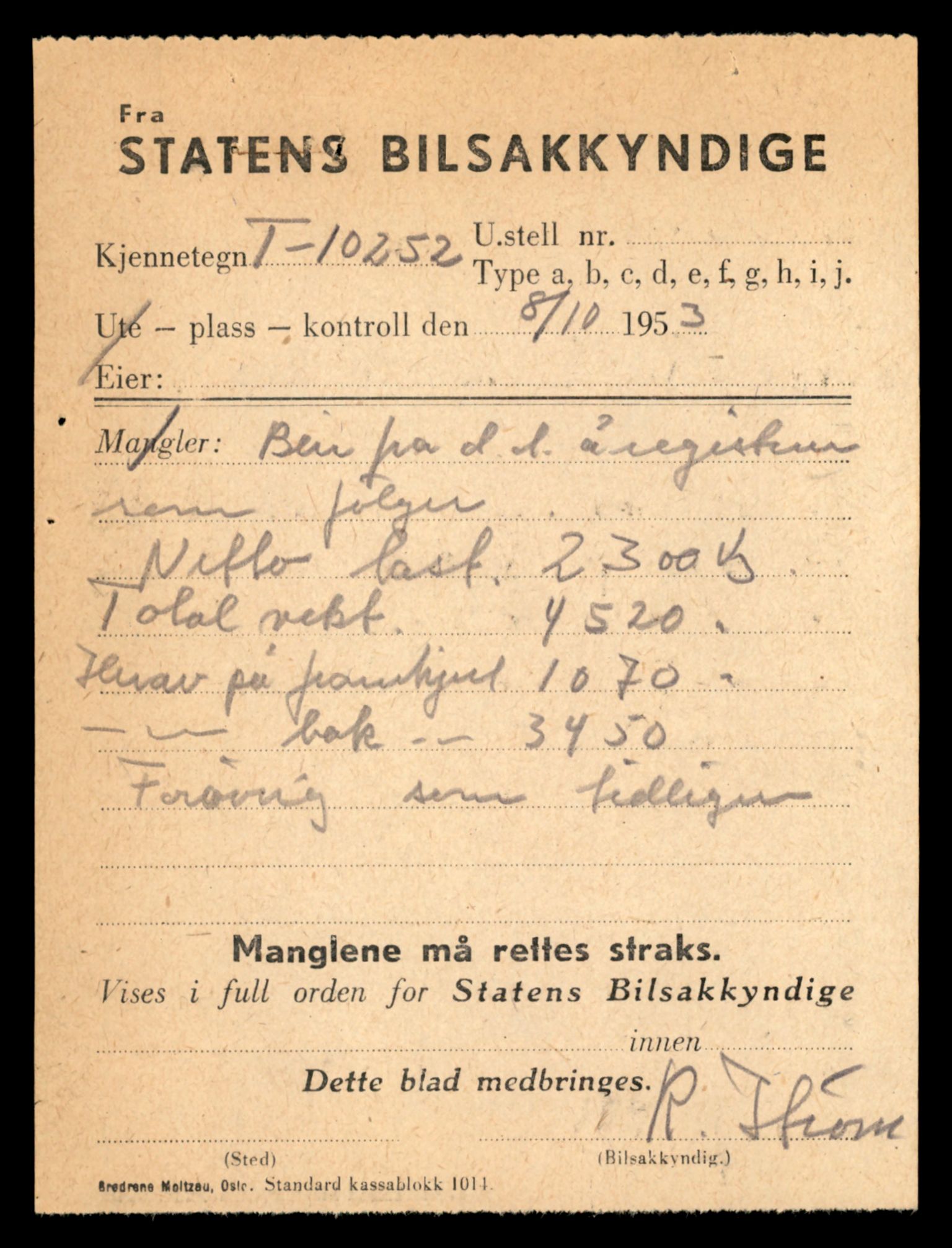 Møre og Romsdal vegkontor - Ålesund trafikkstasjon, SAT/A-4099/F/Fe/L0019: Registreringskort for kjøretøy T 10228 - T 10350, 1927-1998, s. 633