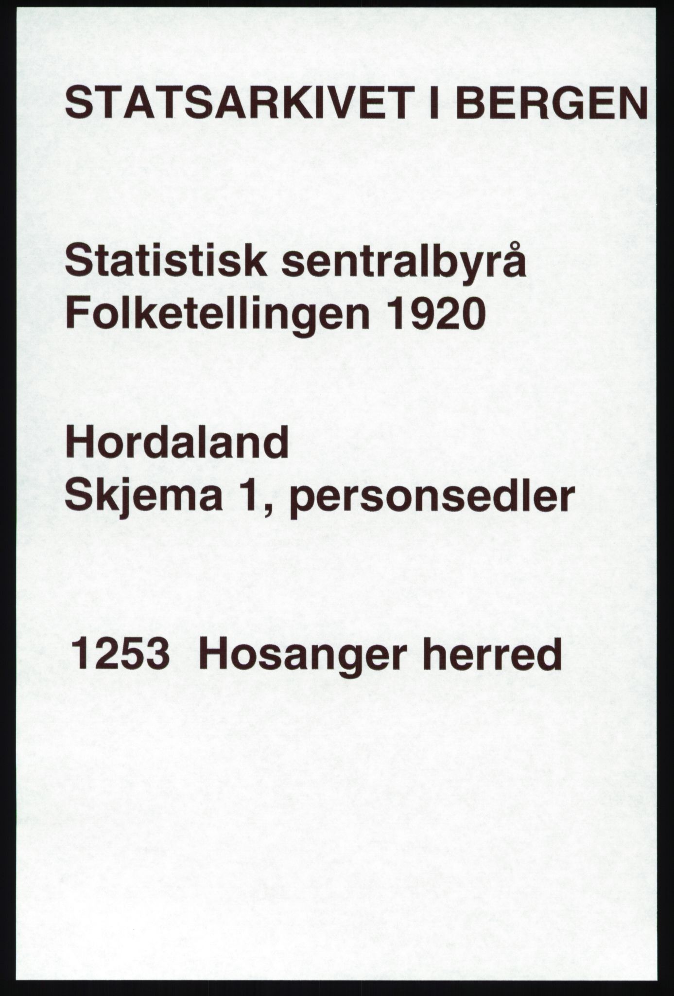 SAB, Folketelling 1920 for 1253 Hosanger herred, 1920, s. 915