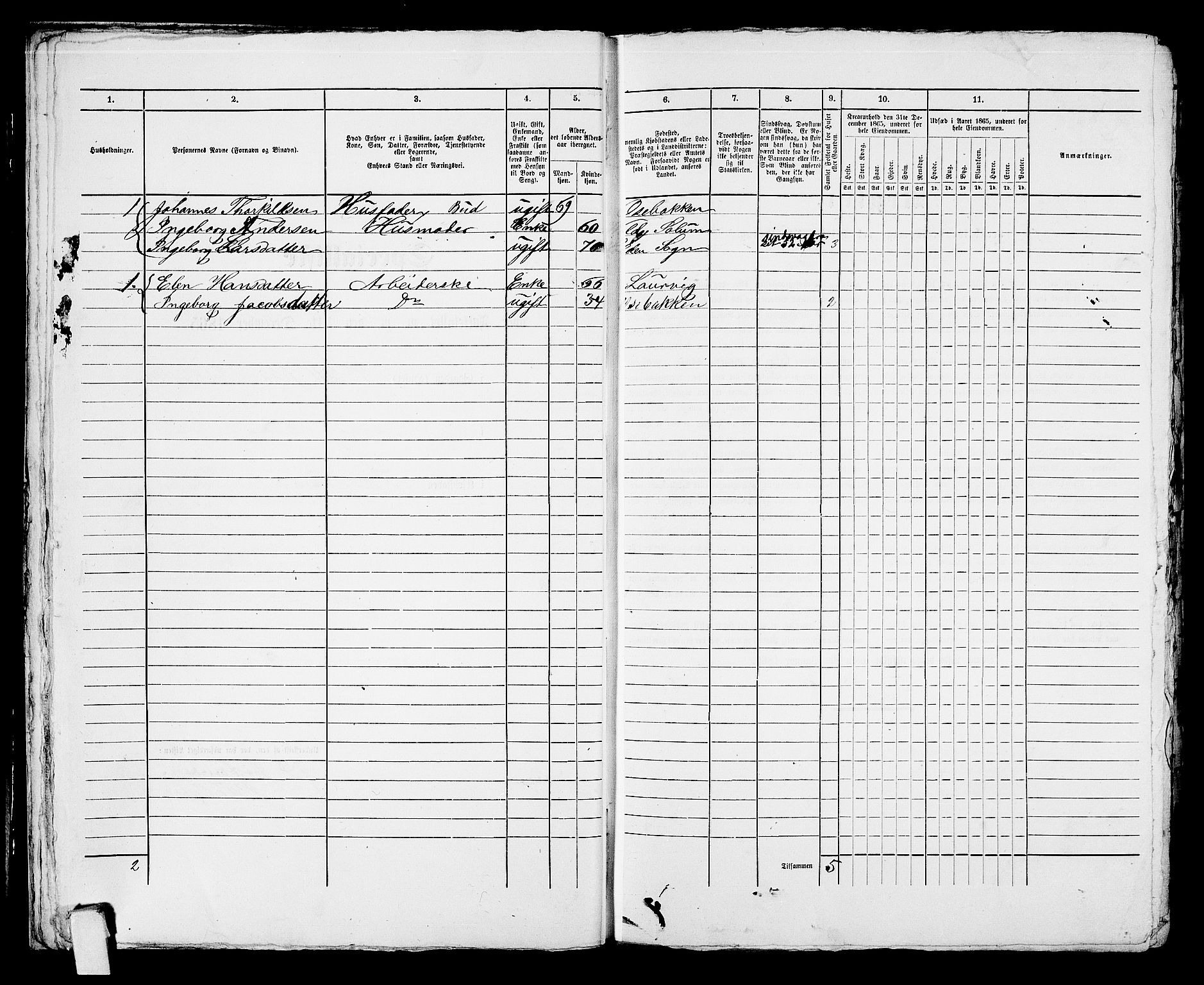 RA, Folketelling 1865 for 0805P Porsgrunn prestegjeld, 1865, s. 457