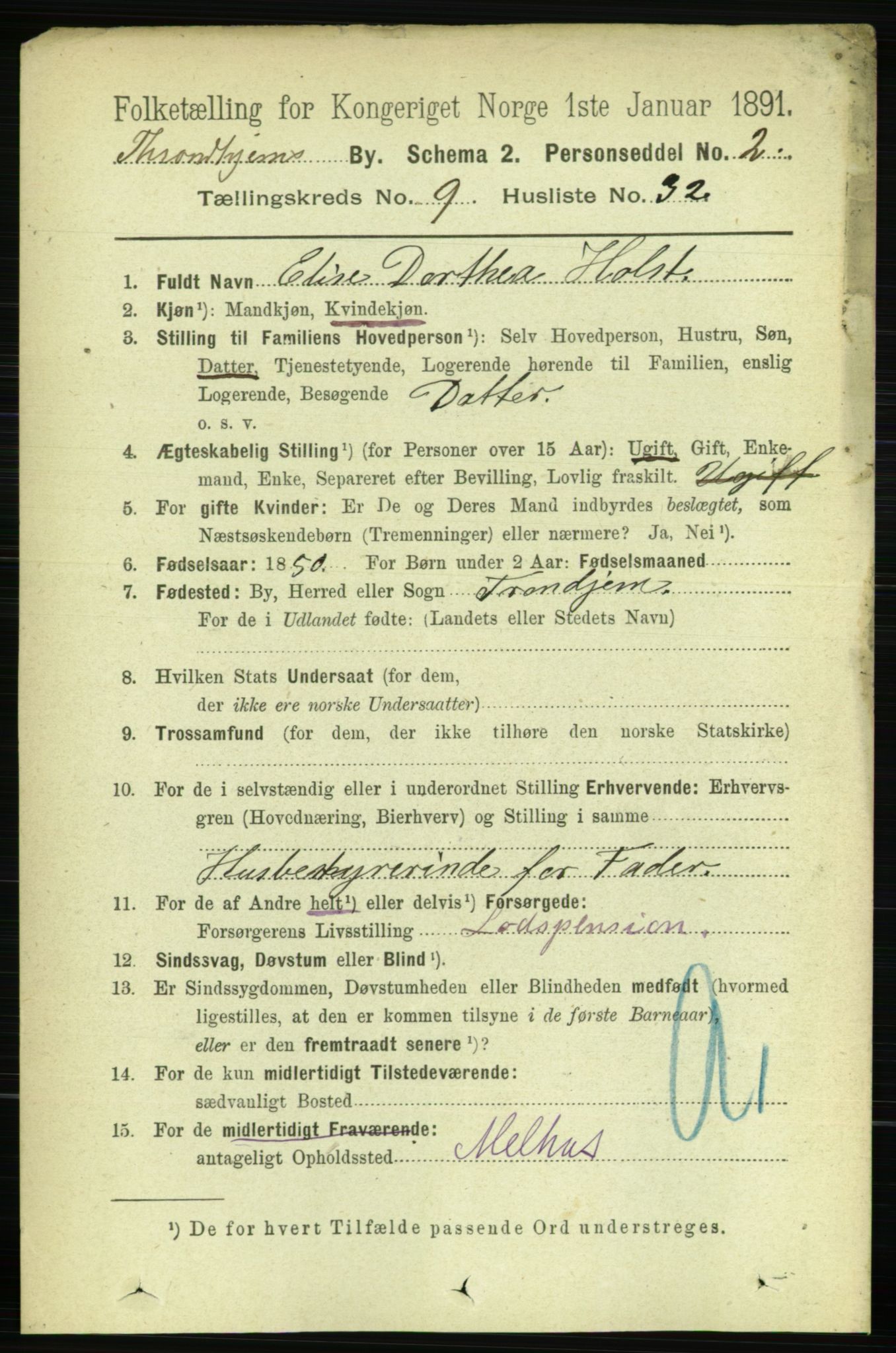 RA, Folketelling 1891 for 1601 Trondheim kjøpstad, 1891, s. 8021