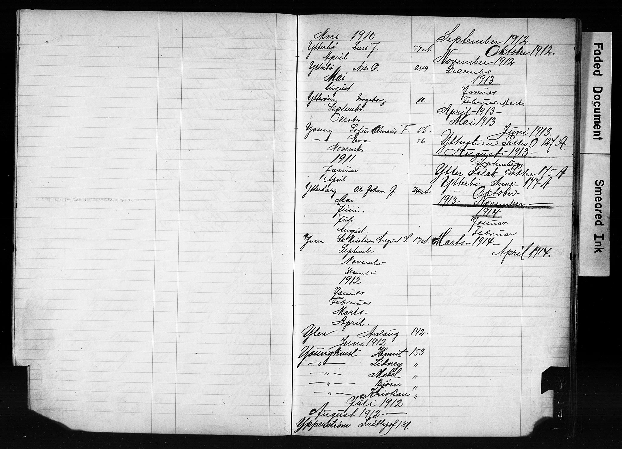 Oslo politidistrikt, AV/SAO-A-10085/E/Ee/Eefa/L0011: Register til emigrantprotokollene, 1910-1914