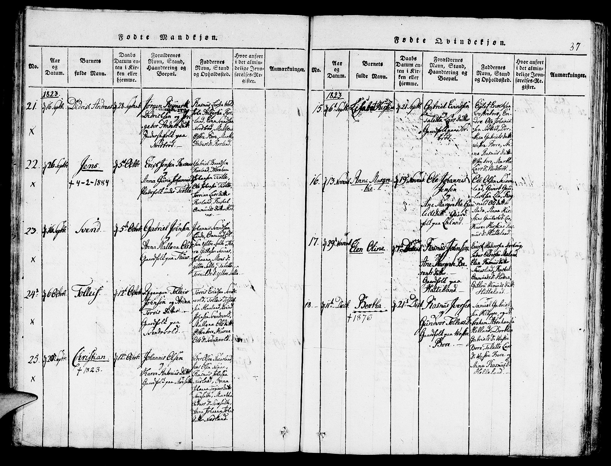 Klepp sokneprestkontor, AV/SAST-A-101803/001/30/300BA/L0002: Ministerialbok nr. A 2, 1816-1833, s. 37