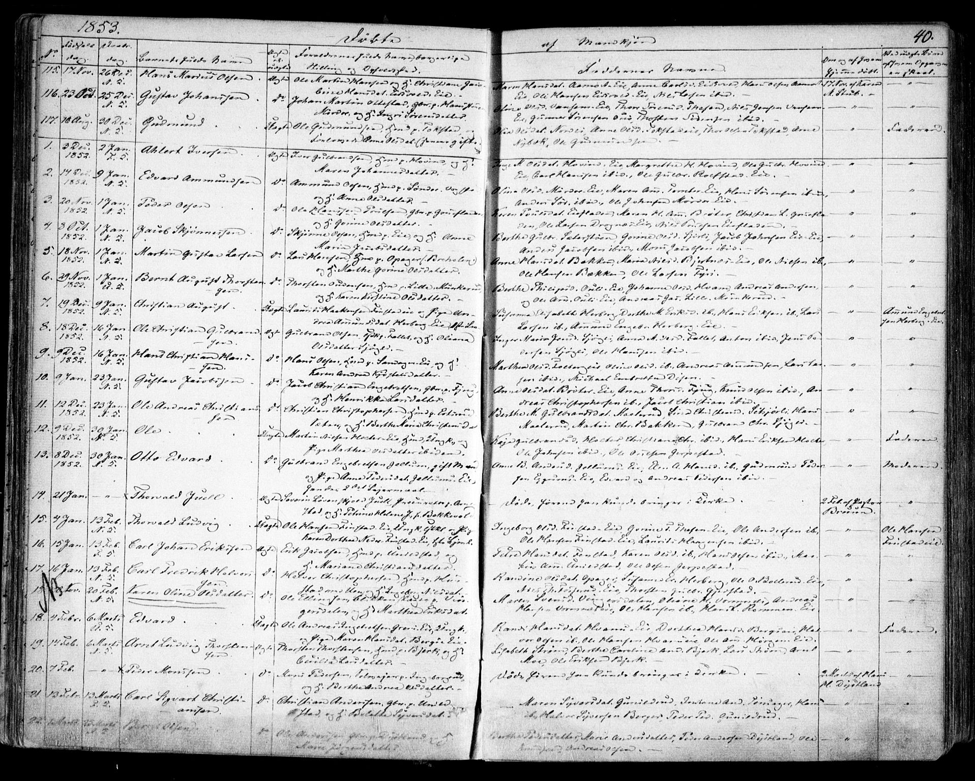 Nes prestekontor Kirkebøker, AV/SAO-A-10410/F/Fa/L0007: Ministerialbok nr. I 7, 1846-1858, s. 40